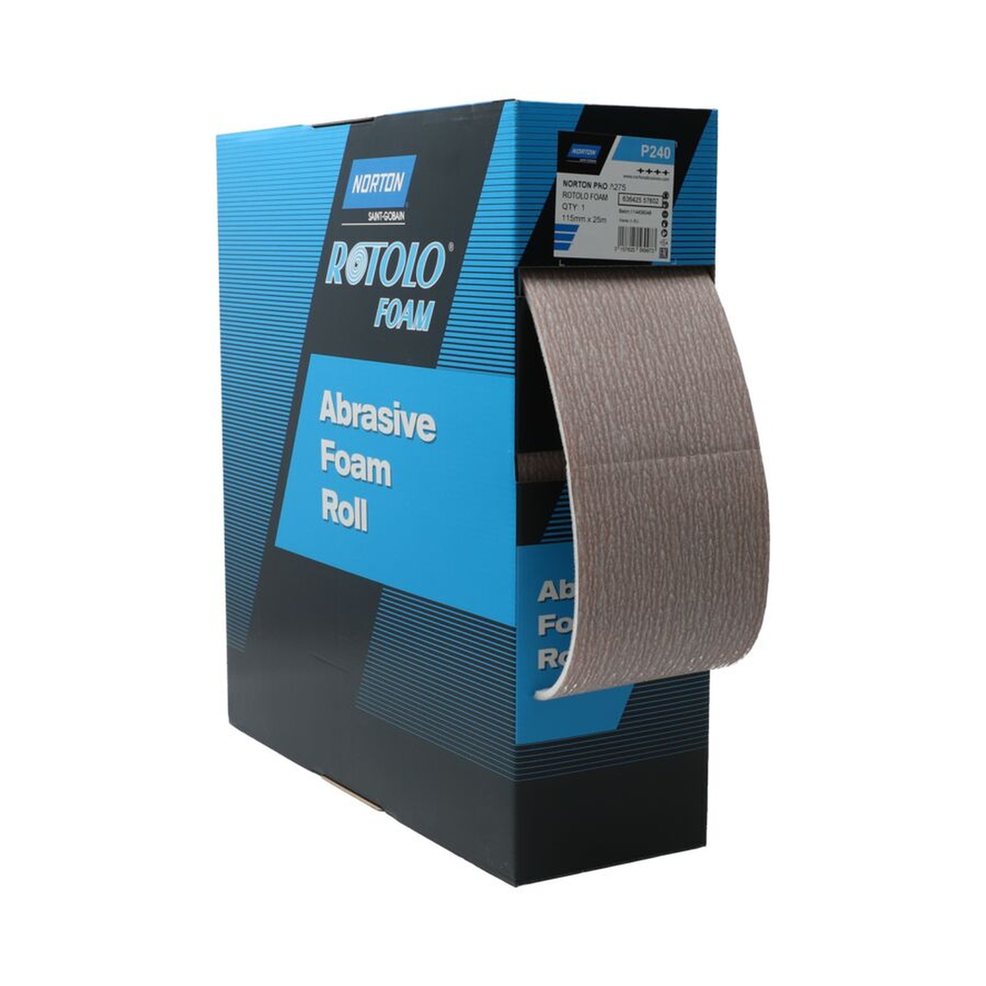 2 x Norton Schleifrolle Schleifpapier 115 mm x 25 m A275 240 Blau für glatte Oberflächen