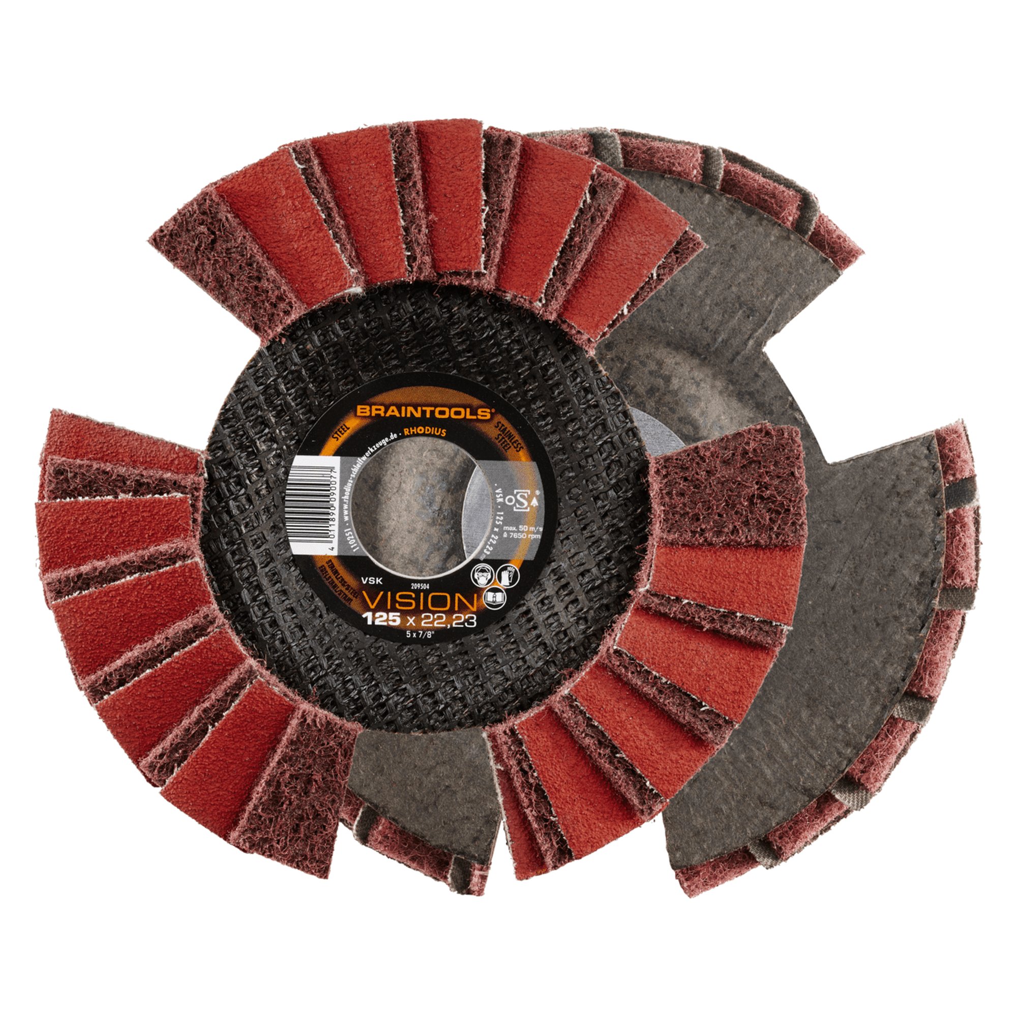 10 x RHODIUS Fächerschleifscheibe Fächerscheibe VSK VISION Ø 125 mm