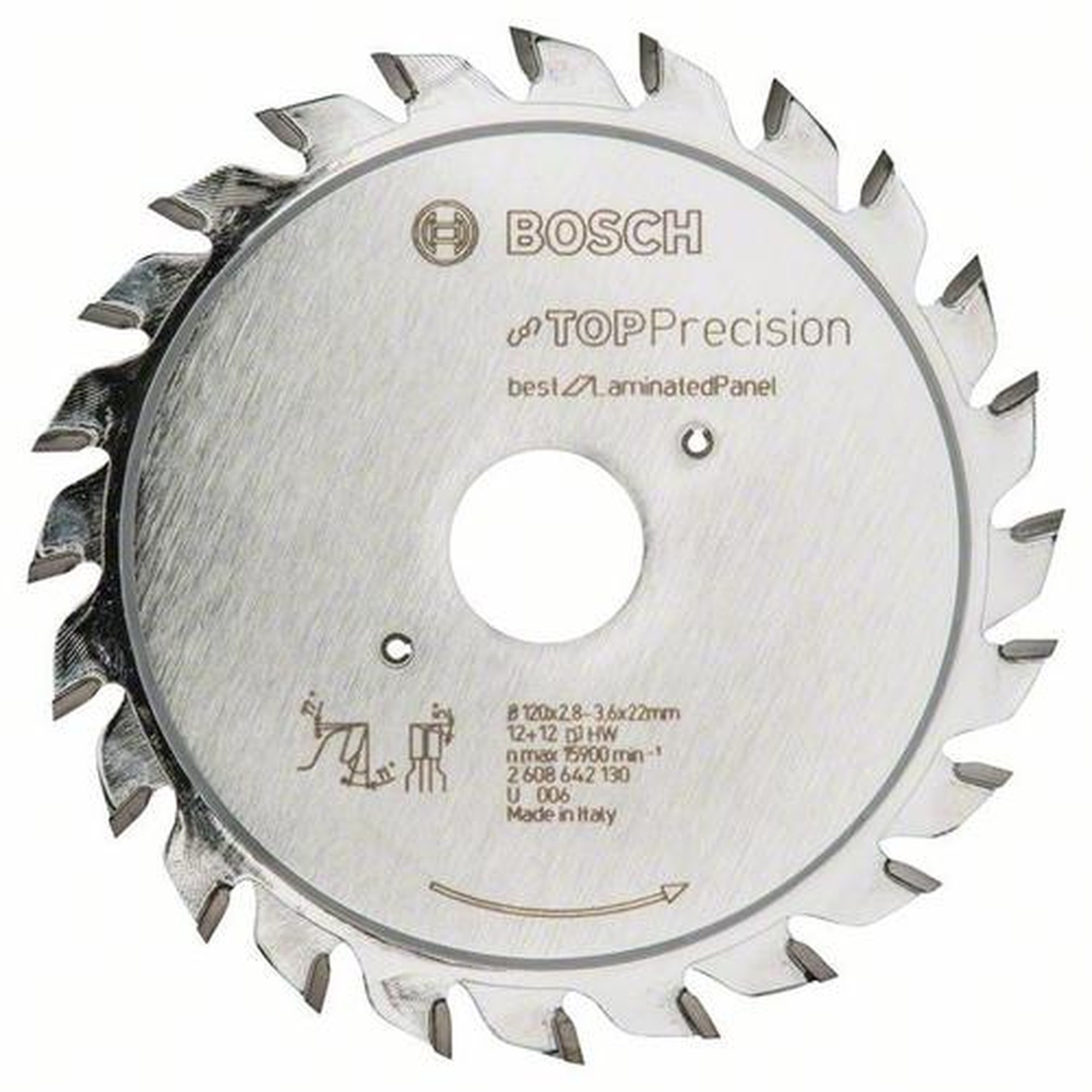 BOSCH Vorritzblatt Top Precision Best für Laminatplatte, Ø 120 mm, 12 + 12 Zähne