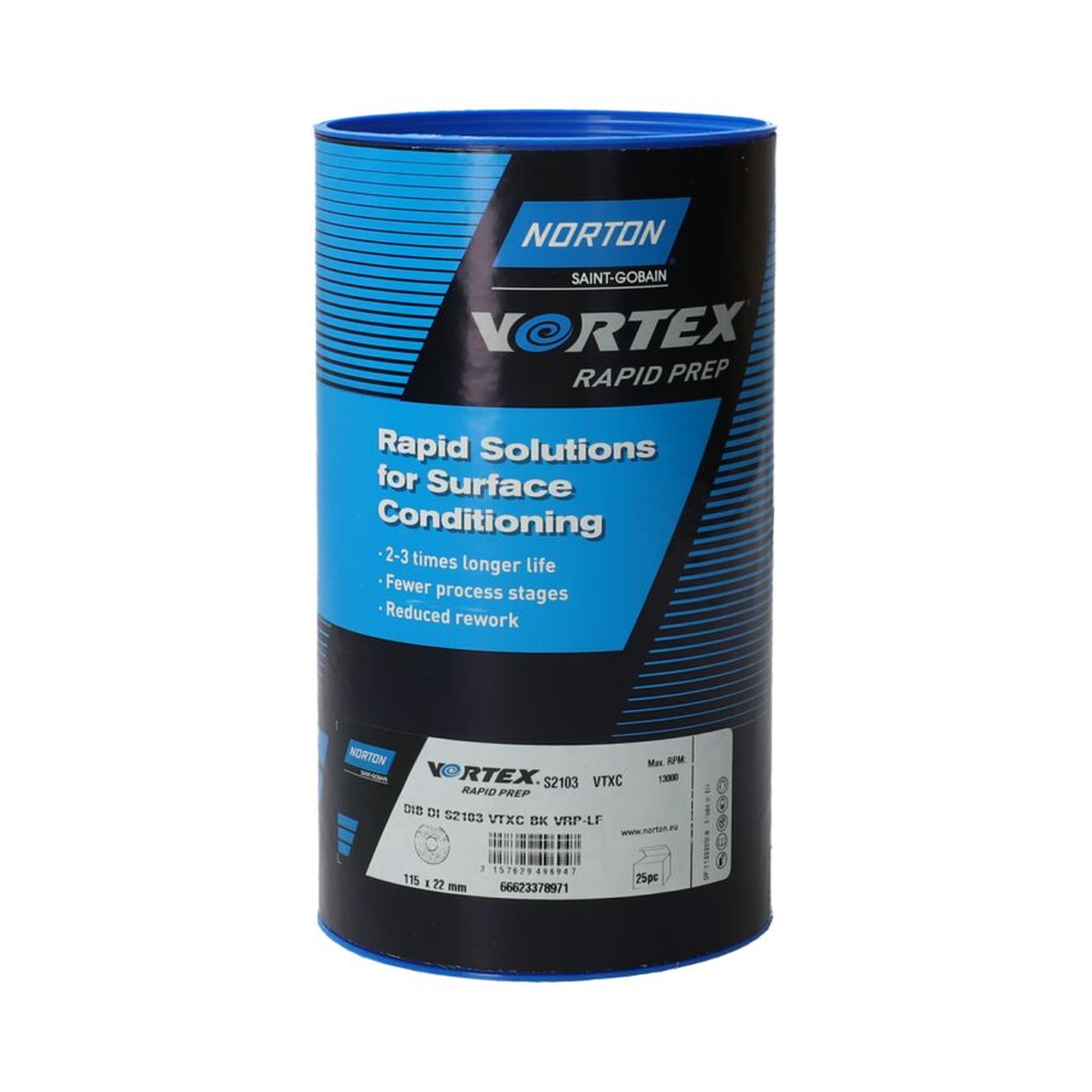 25 x Norton Rapid Prep Schleifscheiben 115mm Extra Grob Vortex Rapid Prep