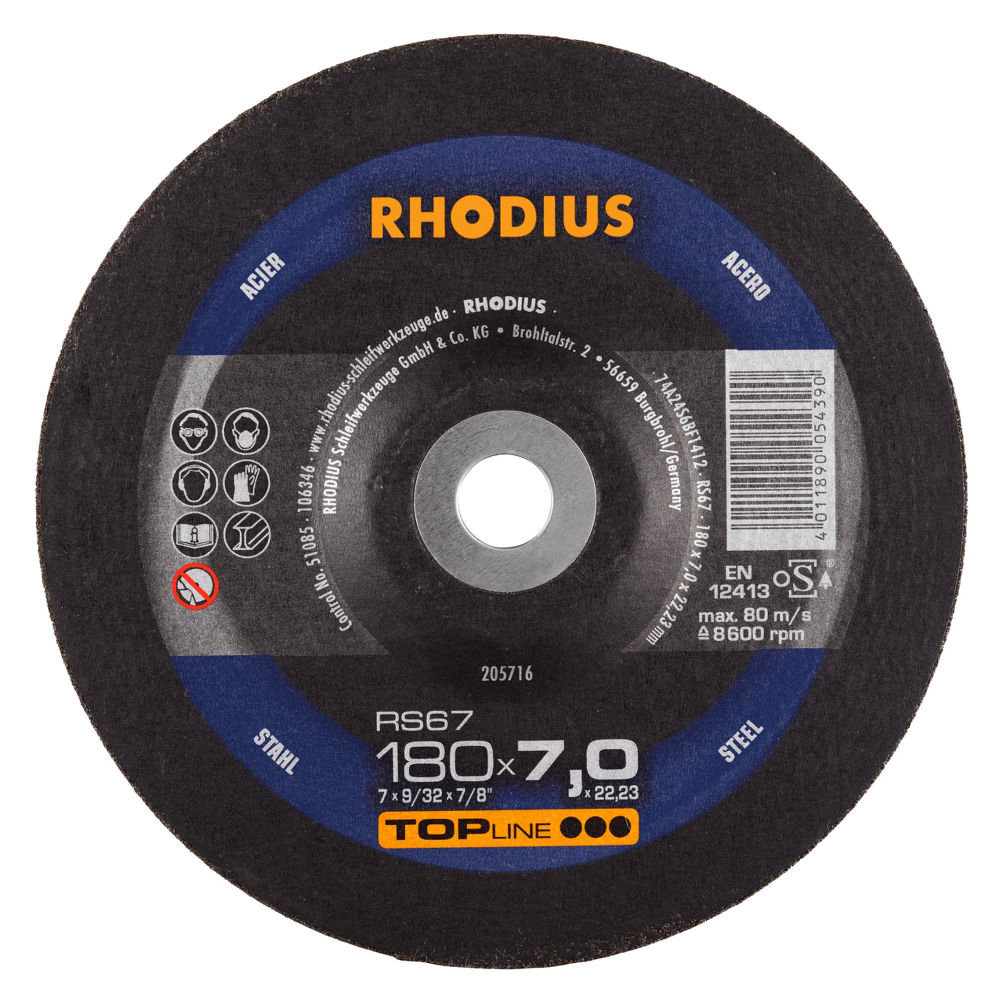 10 x RHODIUS Schruppscheibe RS67 Ø 180 mm