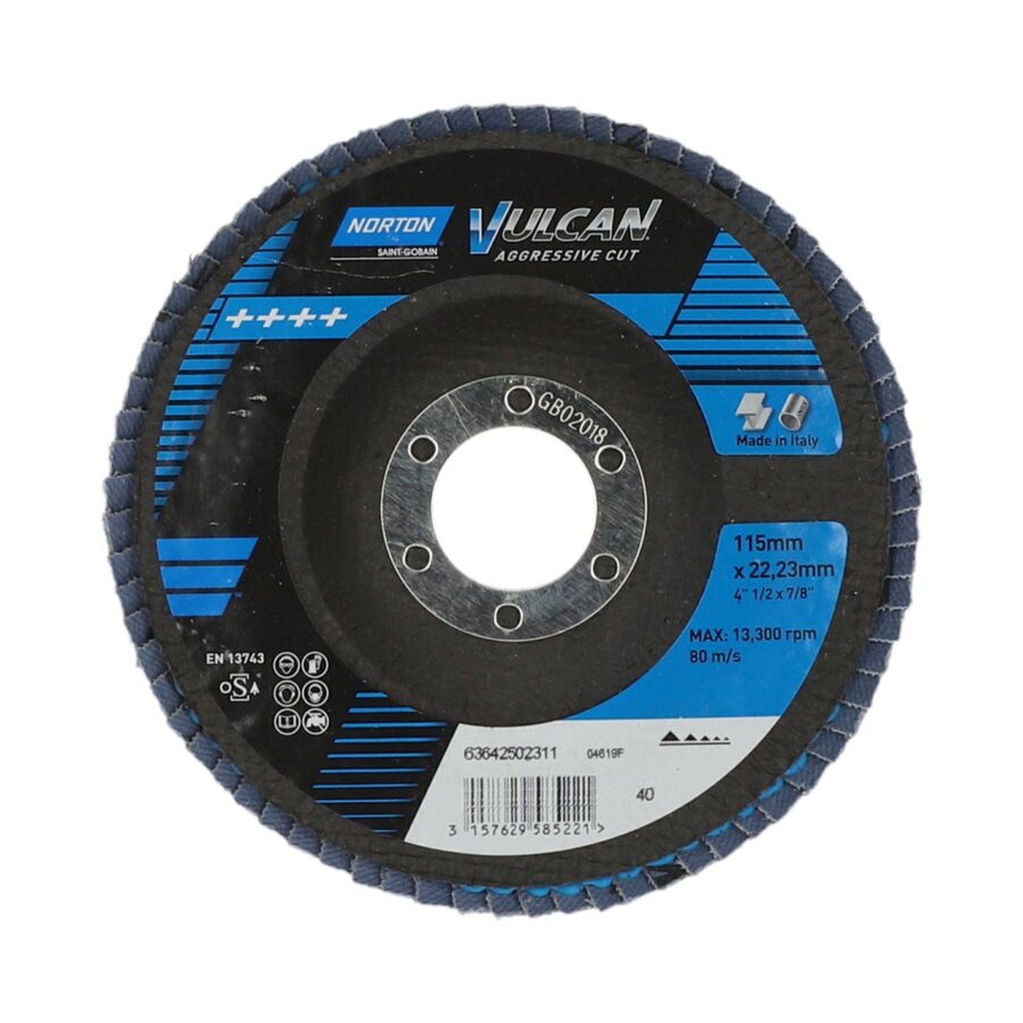 10 x Norton VULCAN R842 Fächerschleifscheiben 115x22mm Korn 40 für effizientes Schleifen