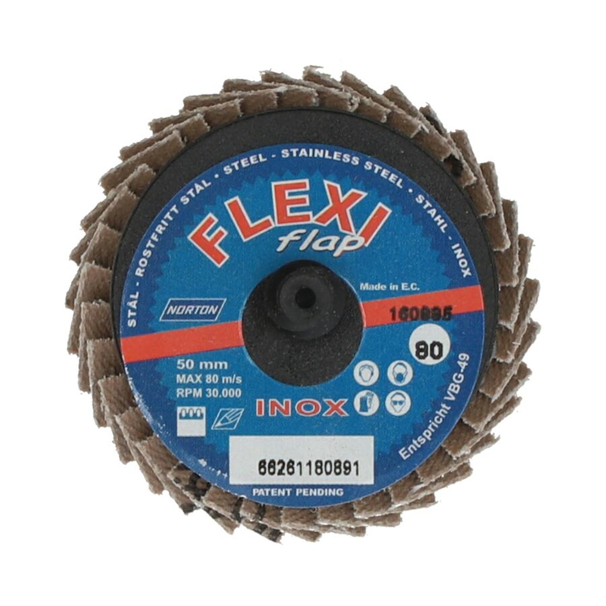 10 x Norton MINI-FLEXI-FÄCHERSCHLEIFSCHEIBE X-TREME R828 | 50 mm | P80 | 10 Stück