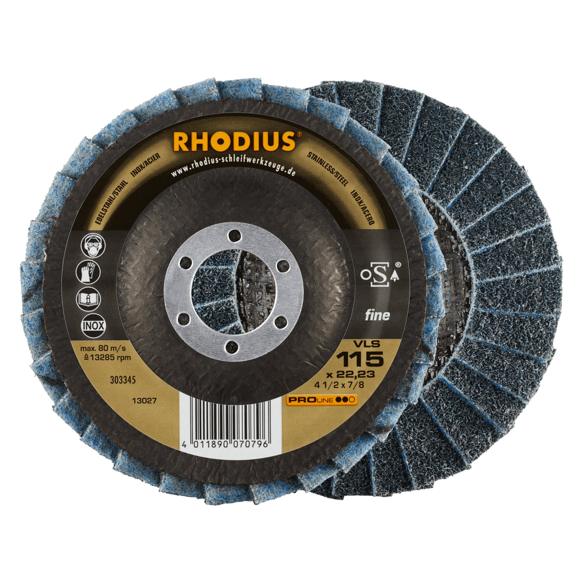 10 x RHODIUS Fächerschleifscheibe Fächerscheibe VLS Ø 115 mm Korn fine