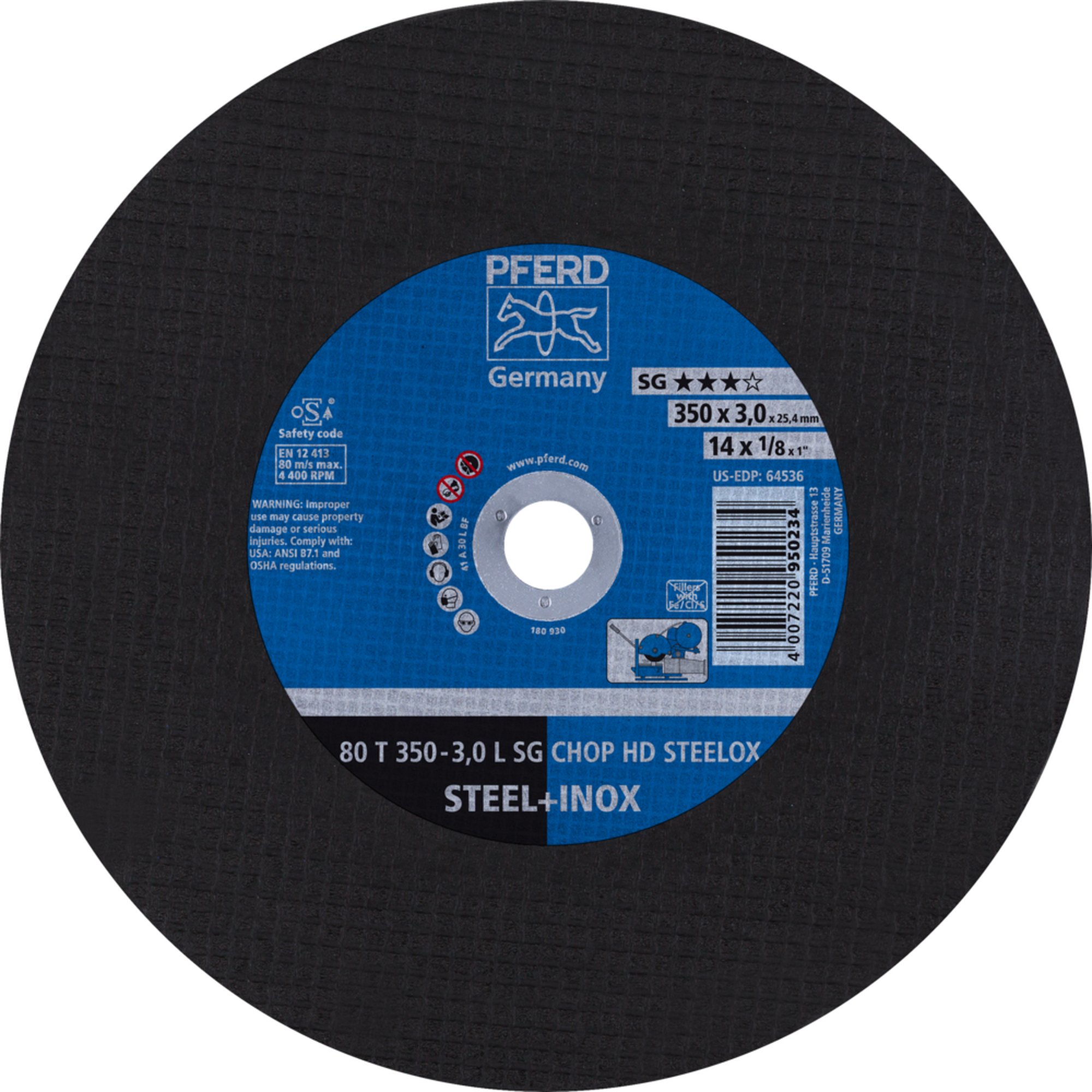10 x PFERD Trennscheibe CHOPSAW HD 80 T 350-3,0 L SG CHOP HD STEELOX/25,4