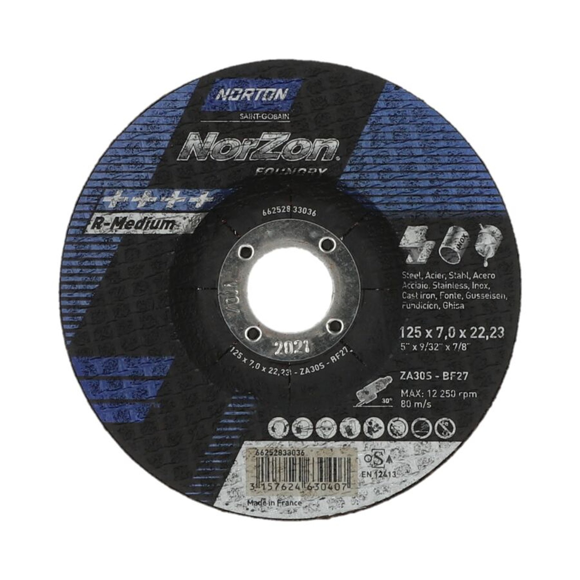 25 x Norton Gekröpfte Schruppscheibe für Gusseisen NORZON III 125x7x22.23mm