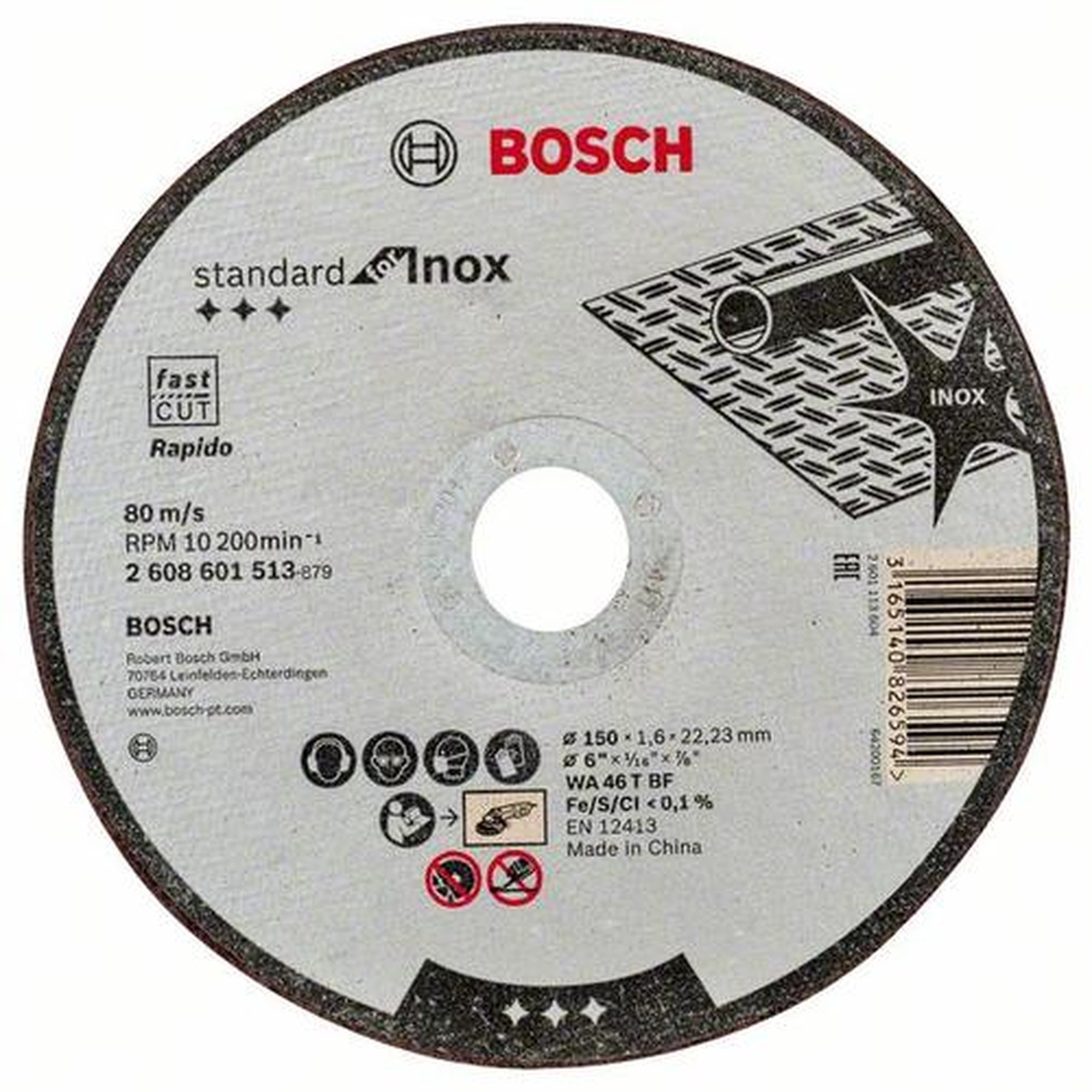 50x BOSCH Trennscheibe gerade Standard für Edelstahl WA 46 T BF, Ø 150 x 1,6 mm