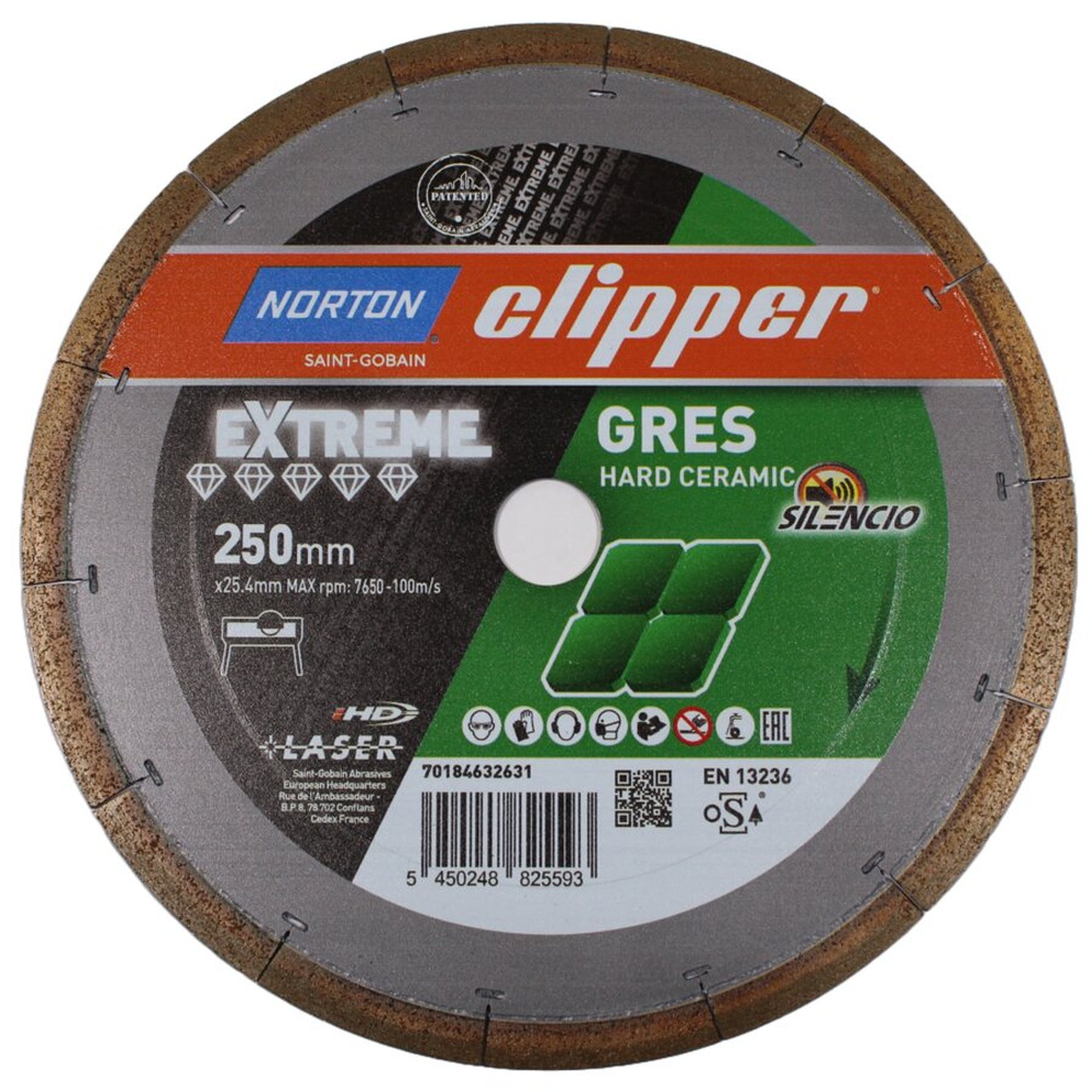 Norton Clipper EXTREME Diamantscheibe 250x25.4mm für präzises Schneiden