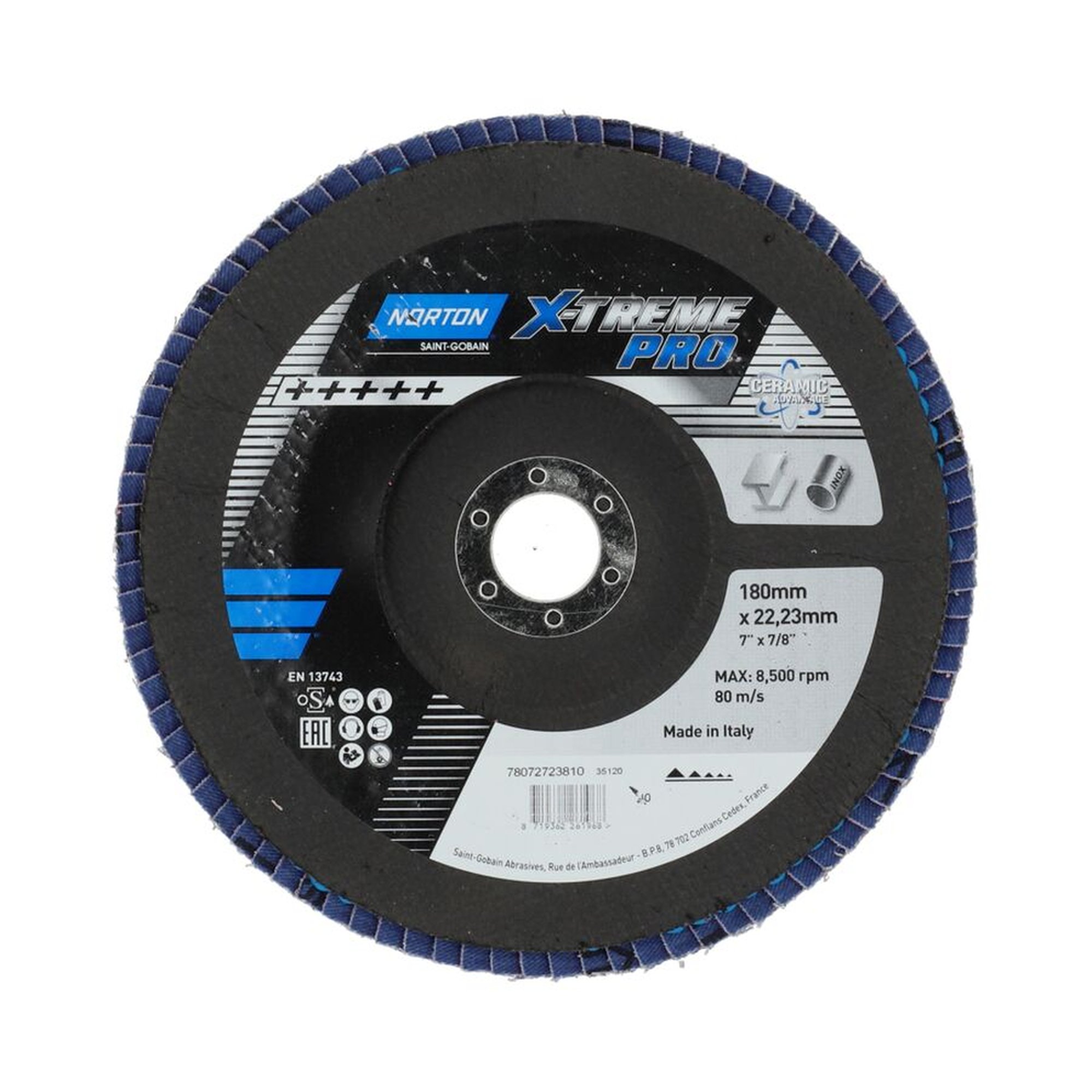 10 x Norton X-treme Pro Fächerschleifscheiben 180x22mm K40 für effizientes Schleifen