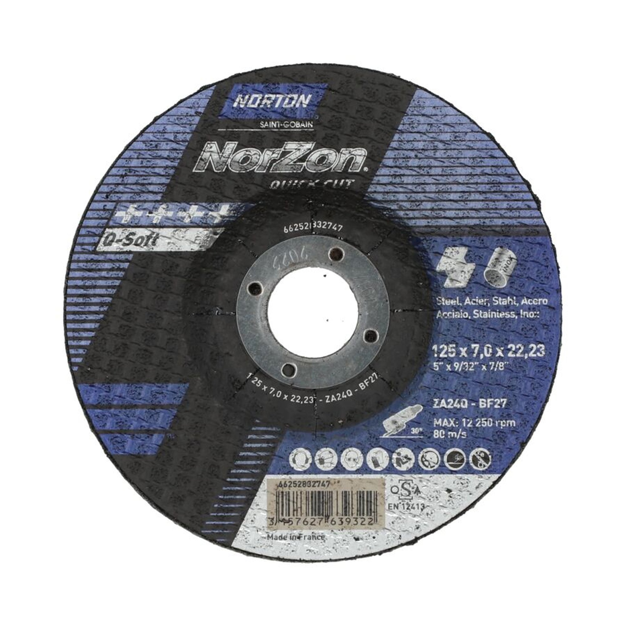 25 x Norton NORZON QUICK CUT Schruppscheibe für Metall/Inox 125x7x22.23mm