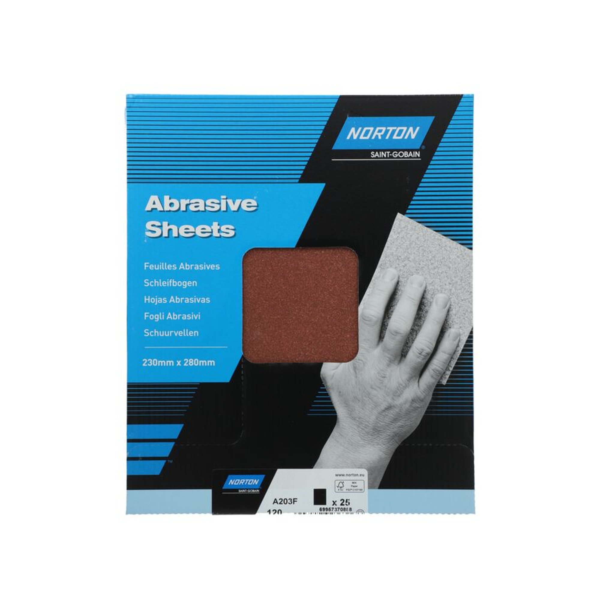 250 x Norton Schleifbögen 230x280mm K120 A203F| hochwertige Schleifblätter