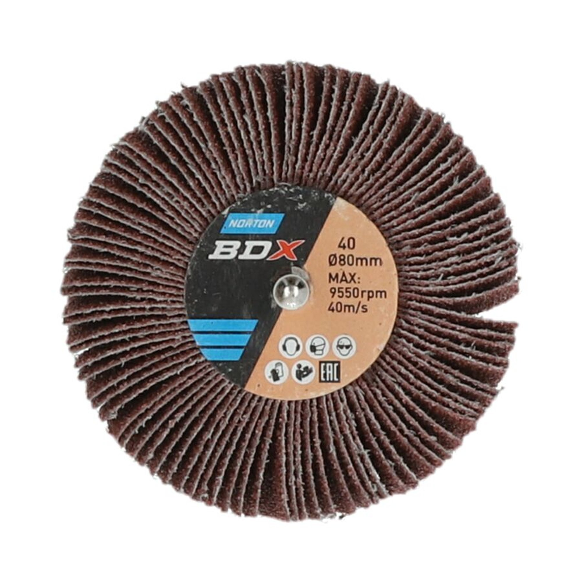 10 x Norton Fächerschleifer Schleifmop mit Schaft 80x50x6 R207 Korn 40