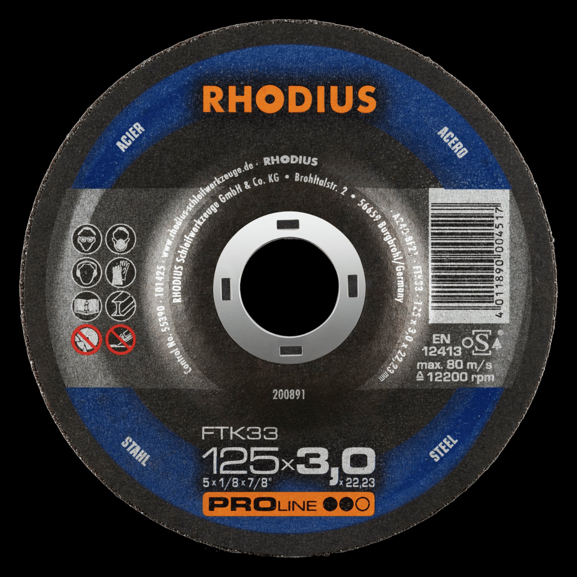 25 x RHODIUS Freihandtrennscheibe FTK33 Ø 125 mm