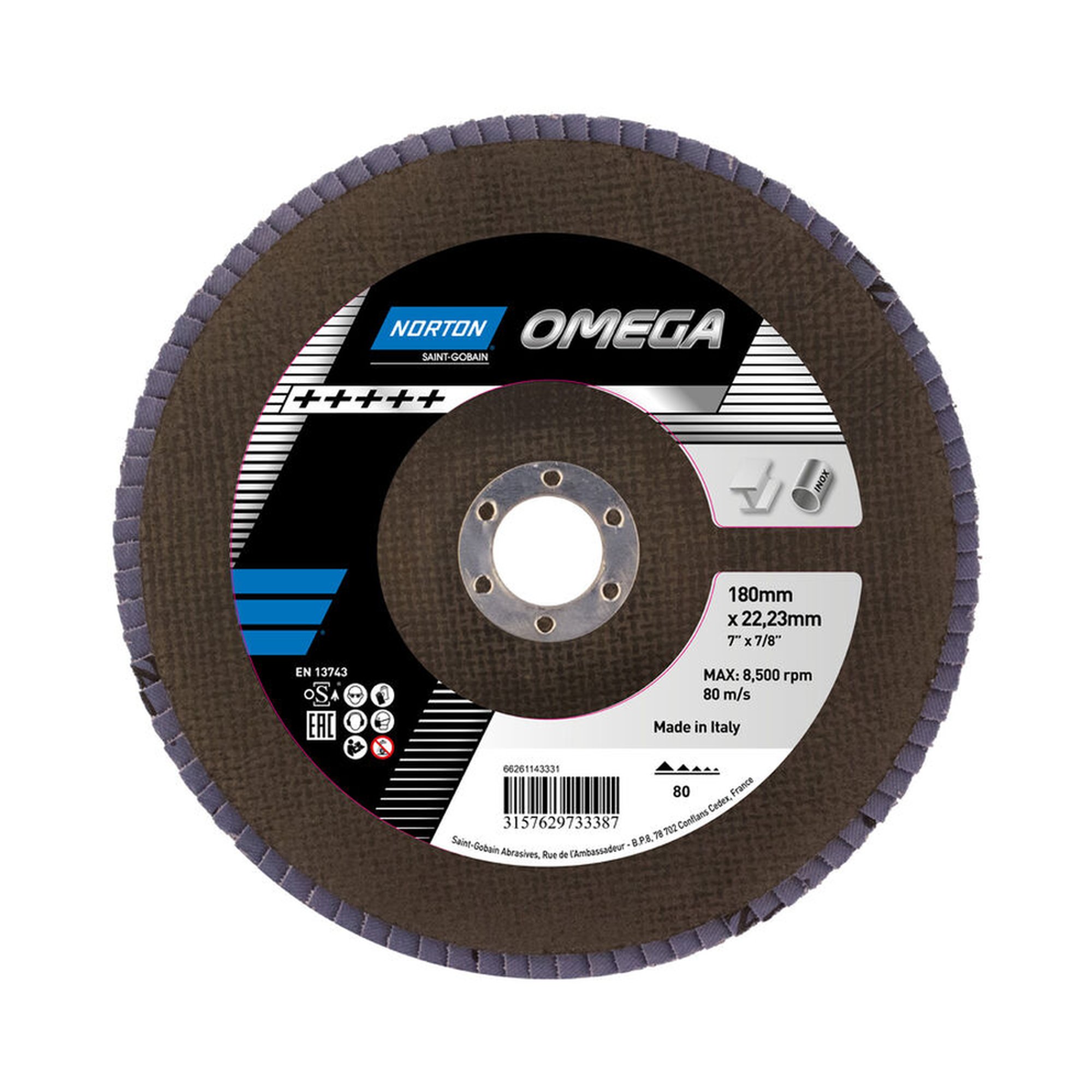 600 x Norton Quantum Fächerschleifscheiben 180x22mm K80, langlebig und effizient