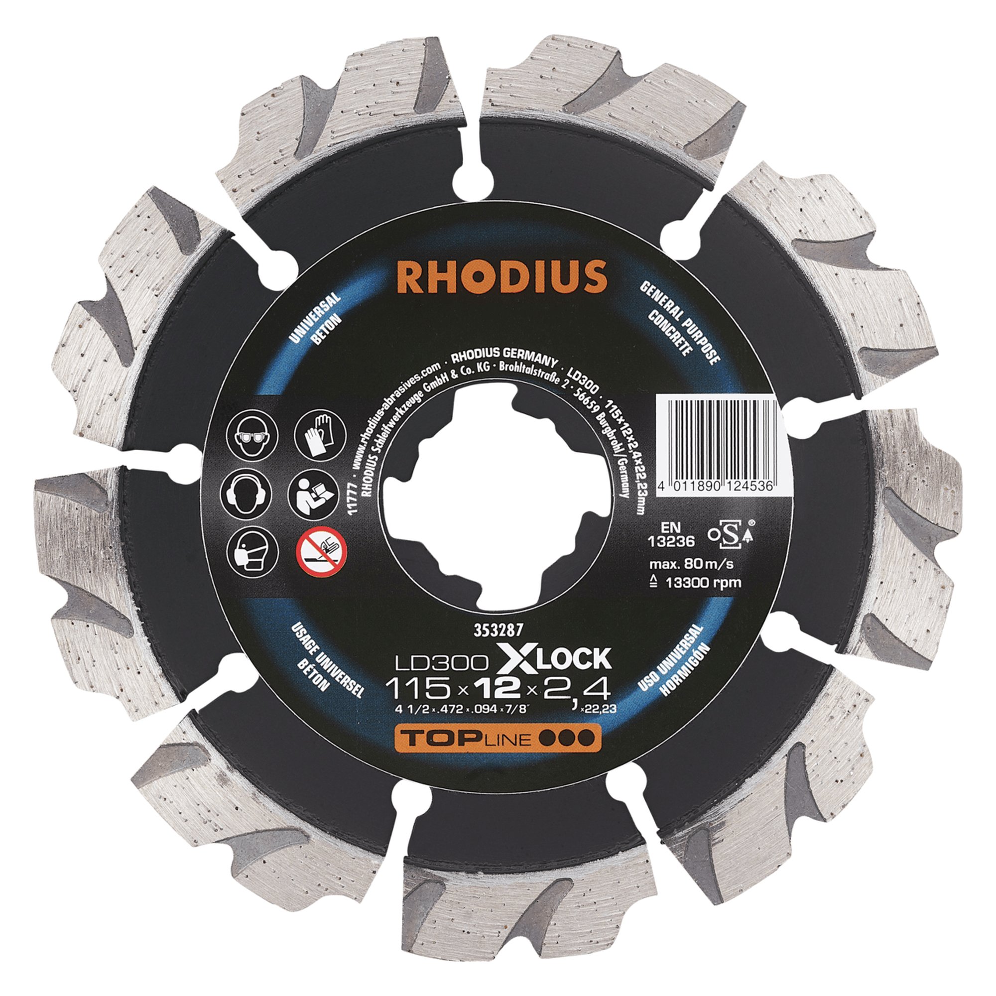 RHODIUS Diamanttrennscheibe LD300 X-LOCK Ø 115 mm