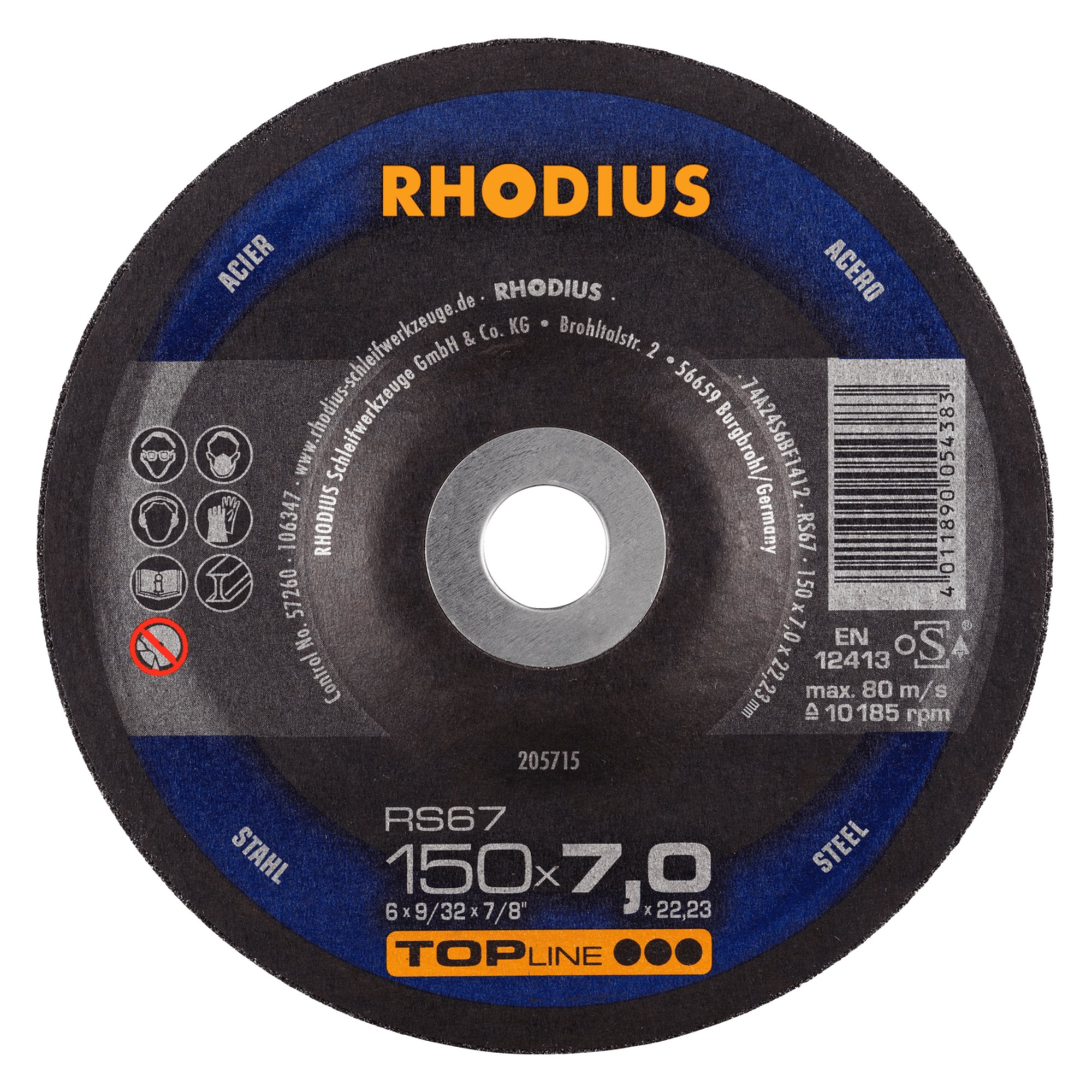 10 x RHODIUS Schruppscheibe RS67 Ø 150 mm