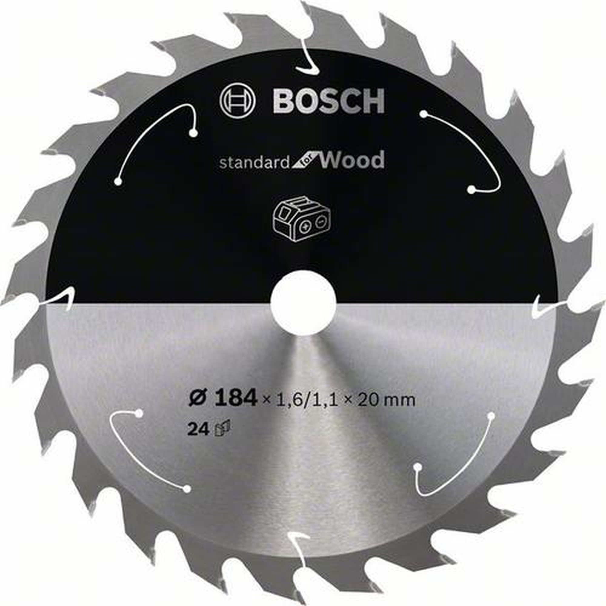 BOSCH Akku-Kreissägeblatt Standard für Holz, Ø 184 mm, 24 Zähne