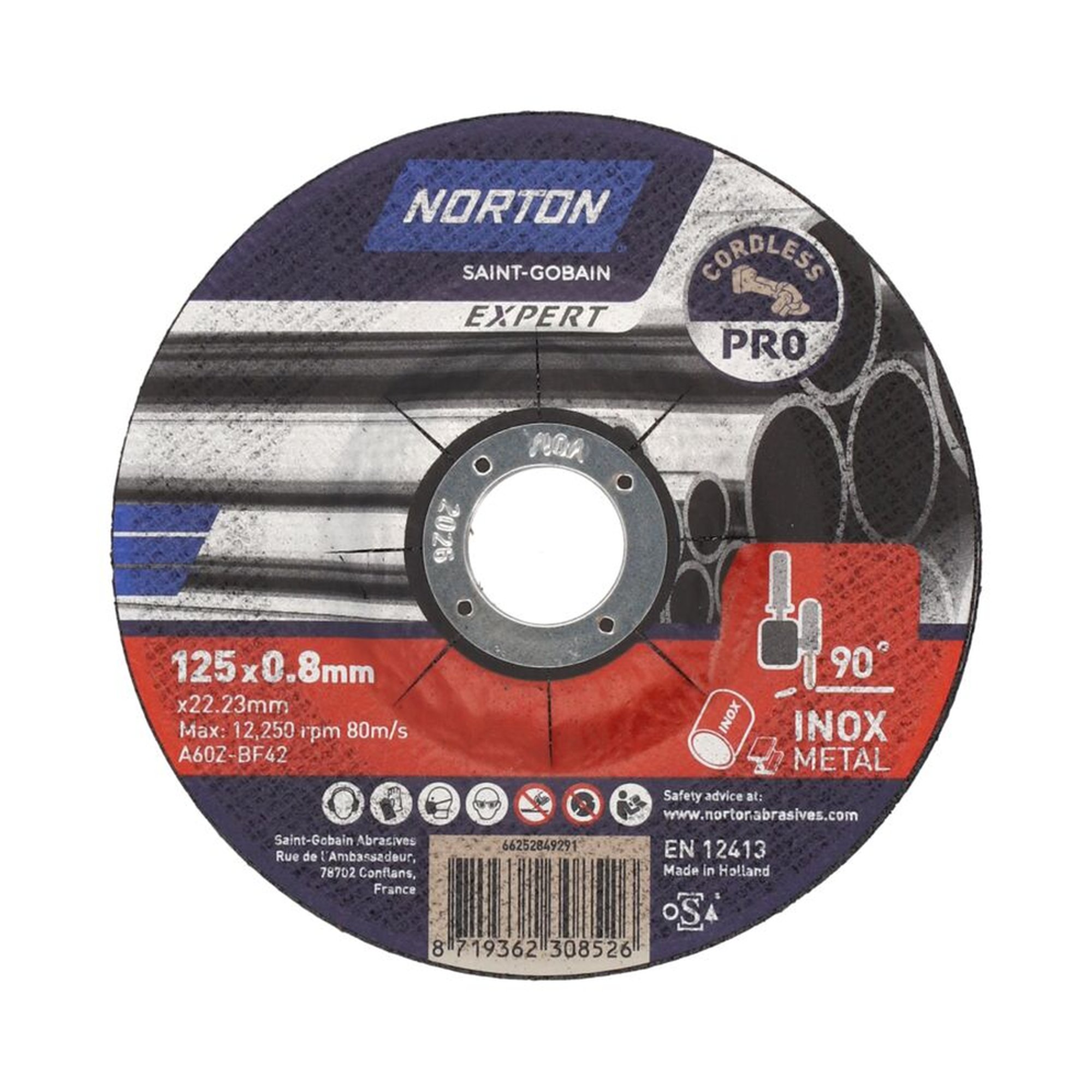 25 x Norton EXPERT PRO ultradünne Trennscheibe Metall/Inox 125x0.8x22.23mm
