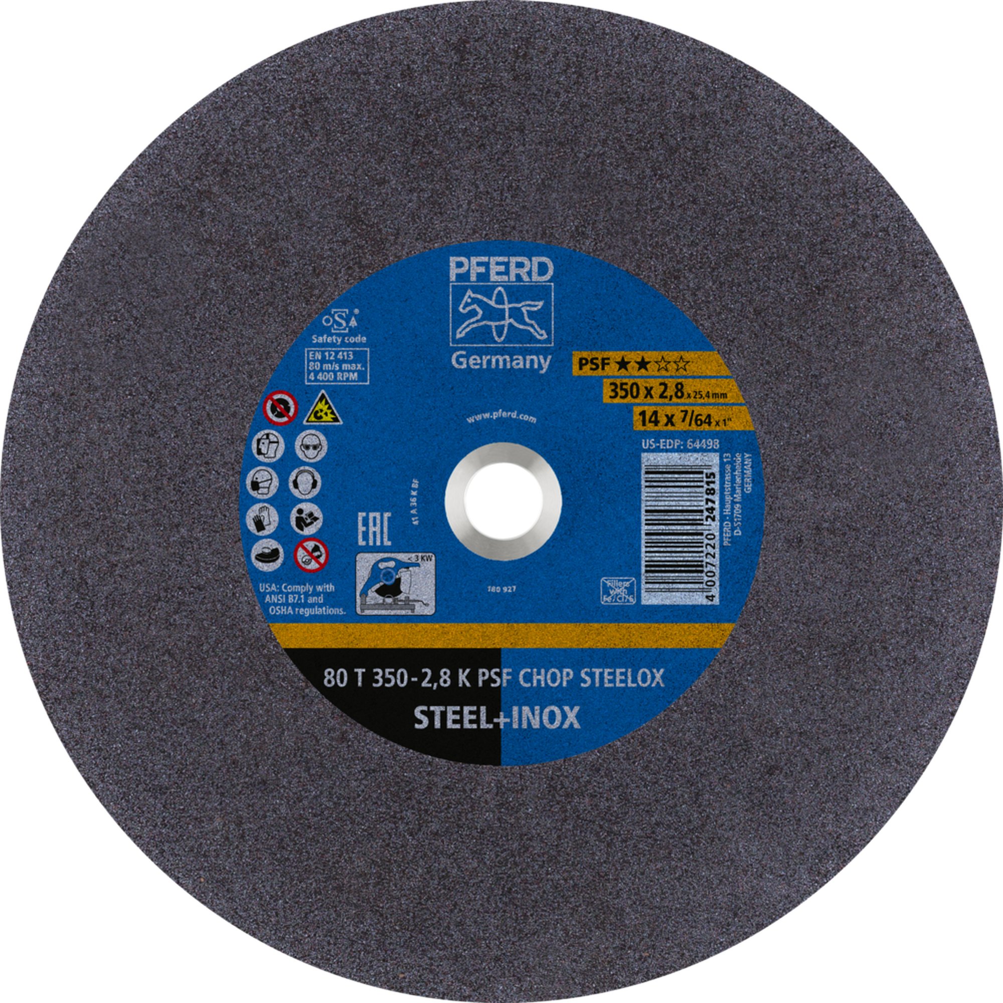 10 x PFERD Trennscheibe CHOPSAW 80 T 350-2,8 K PSF CHOP STEELOX/25,4