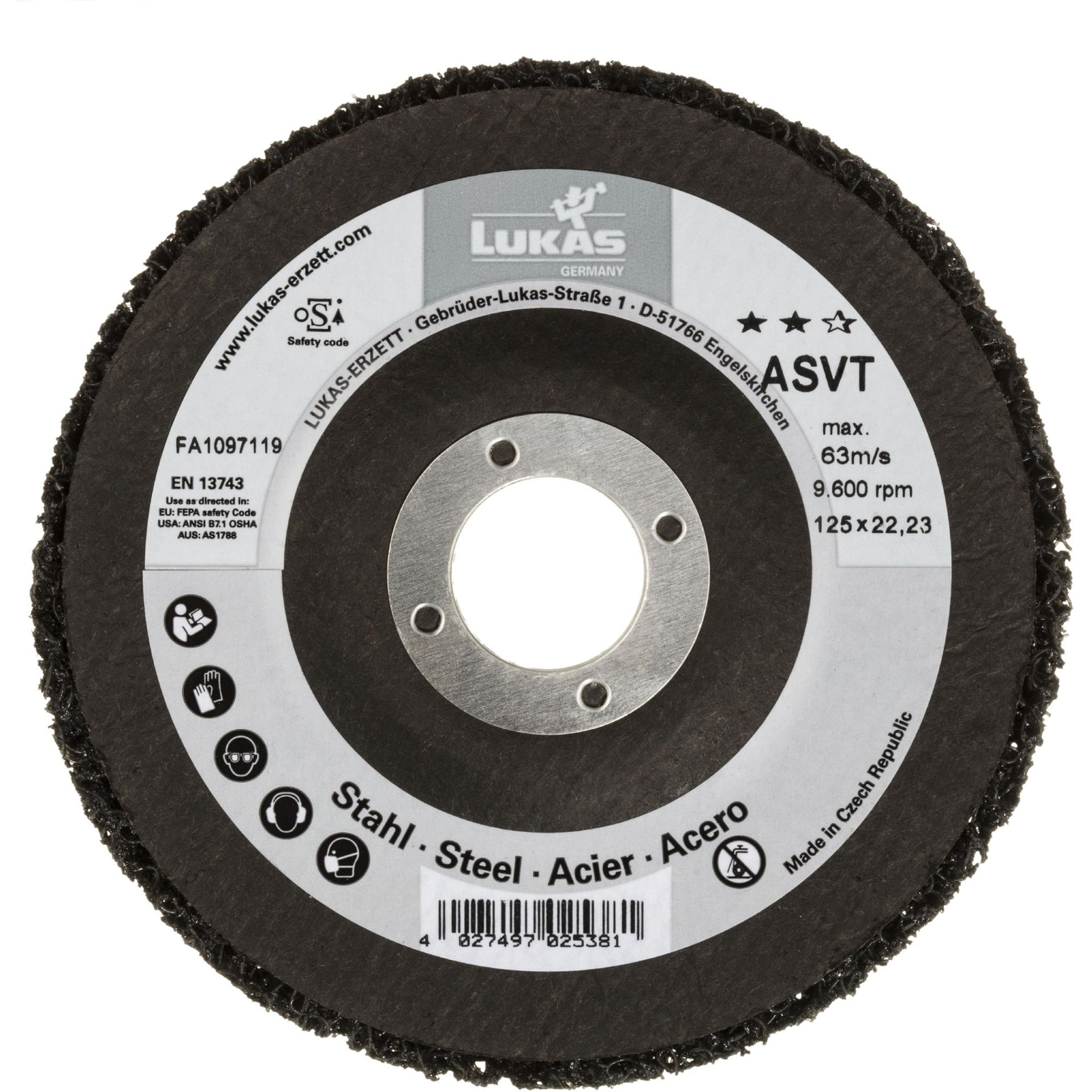 10x LUKAS Reinigungsvlies ASVS universal Ø125 mm Winkelschleifer