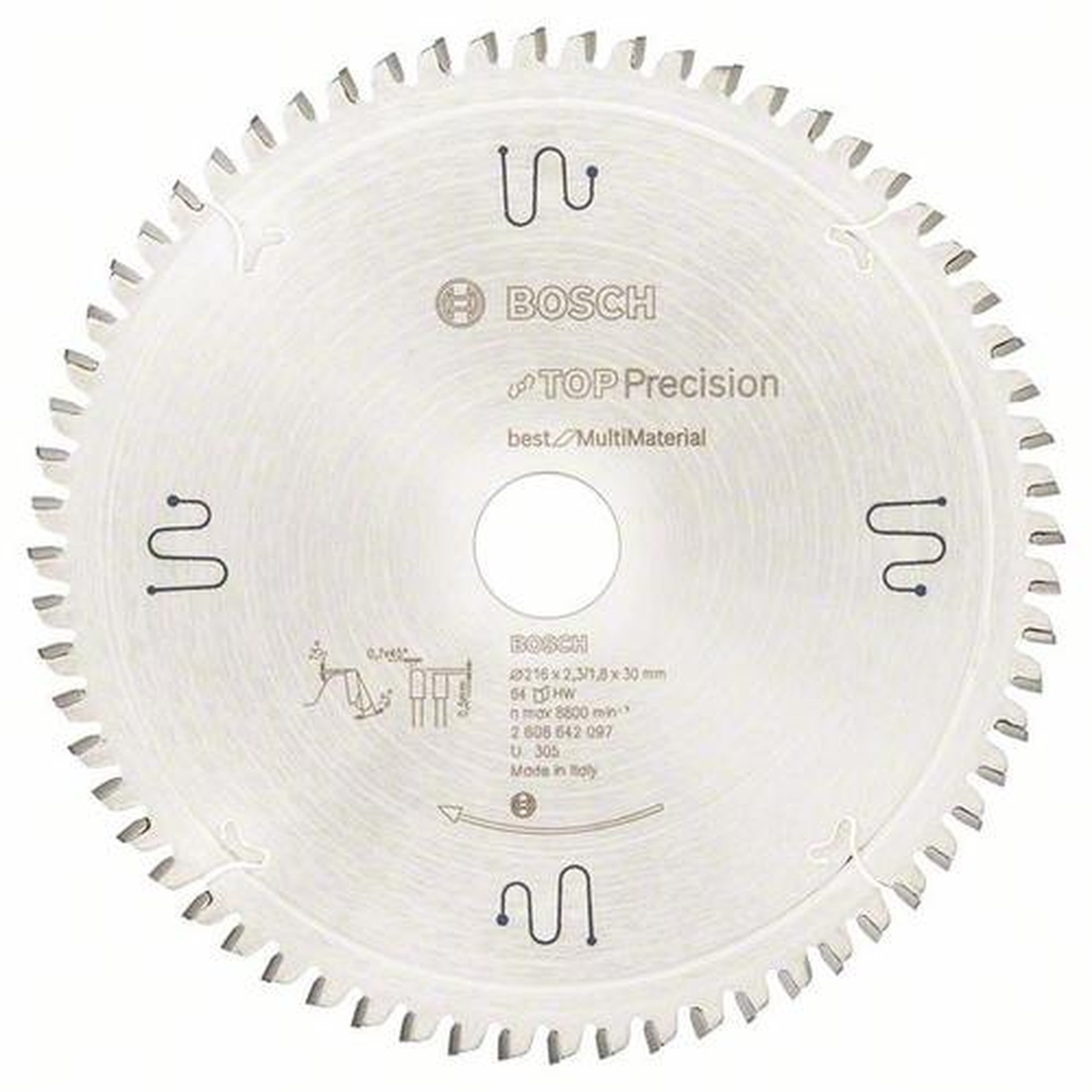 BOSCH Kreissägeblatt Top Precision Best für Multi Material, Ø 216 mm, 64 Zähne