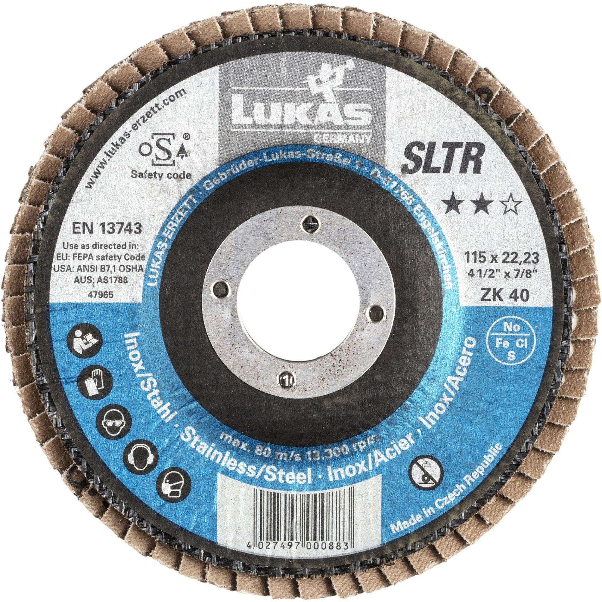 10x LUKAS Fächerscheibe Fächerscheiben Schleifscheibe SLTR Ø 115 mm Korn 40