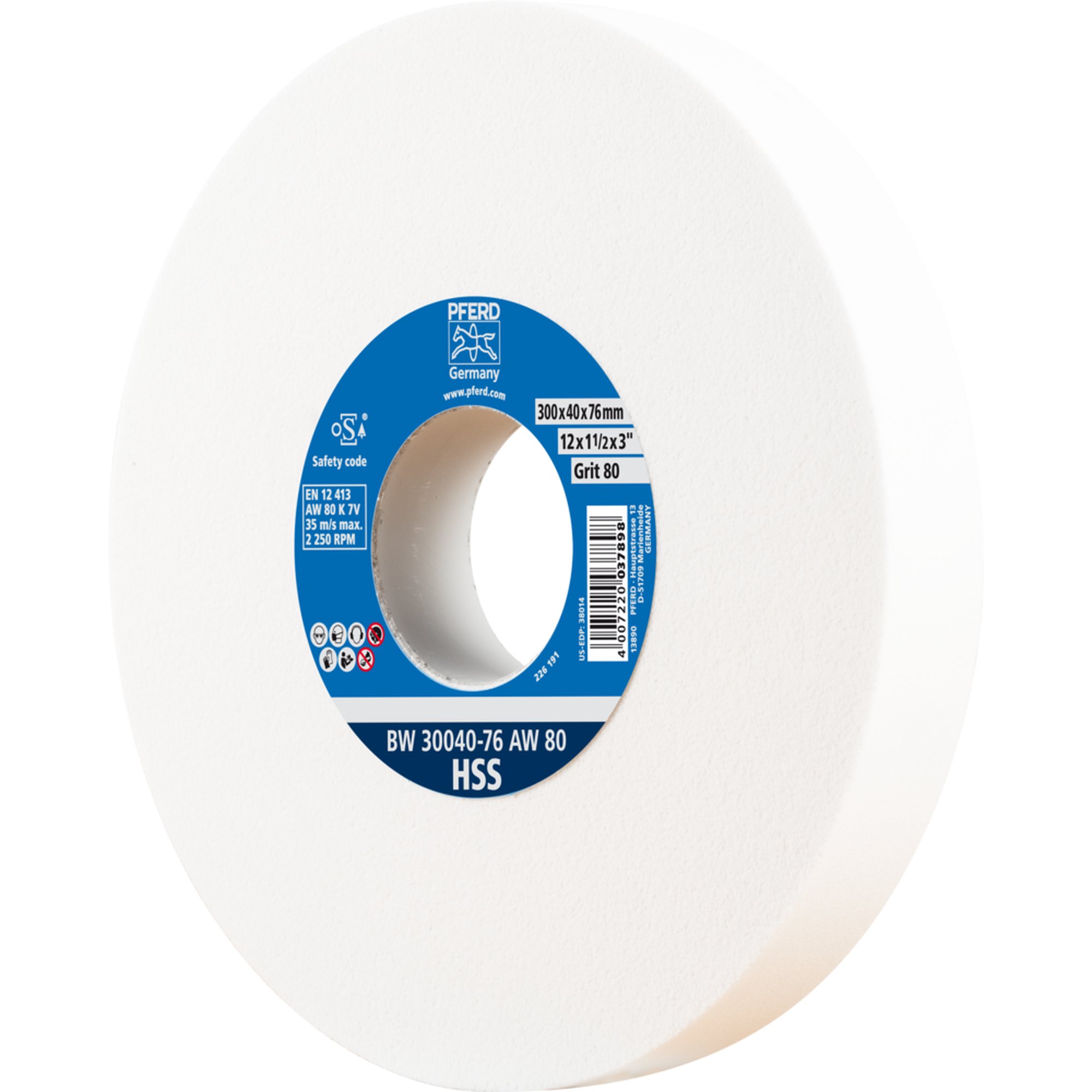 PFERD Schleifbockscheibe BW 30040-76 AW 80 HSS