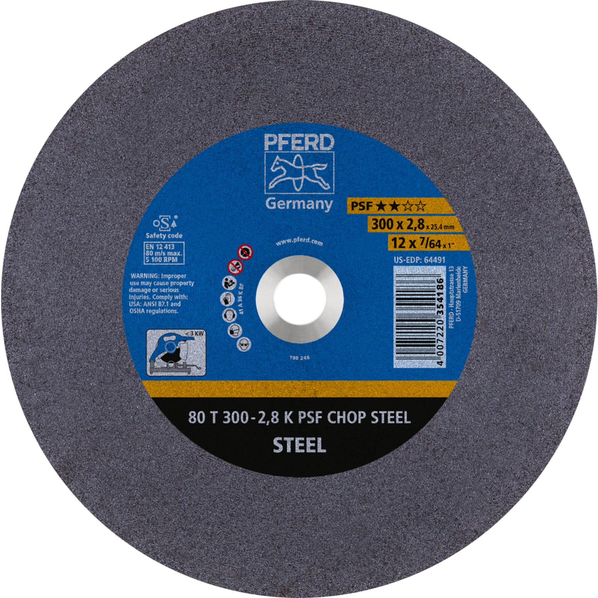 20 x PFERD Trennscheibe CHOPSAW 80 T 300-2,8 K PSF CHOP STEEL/25,4