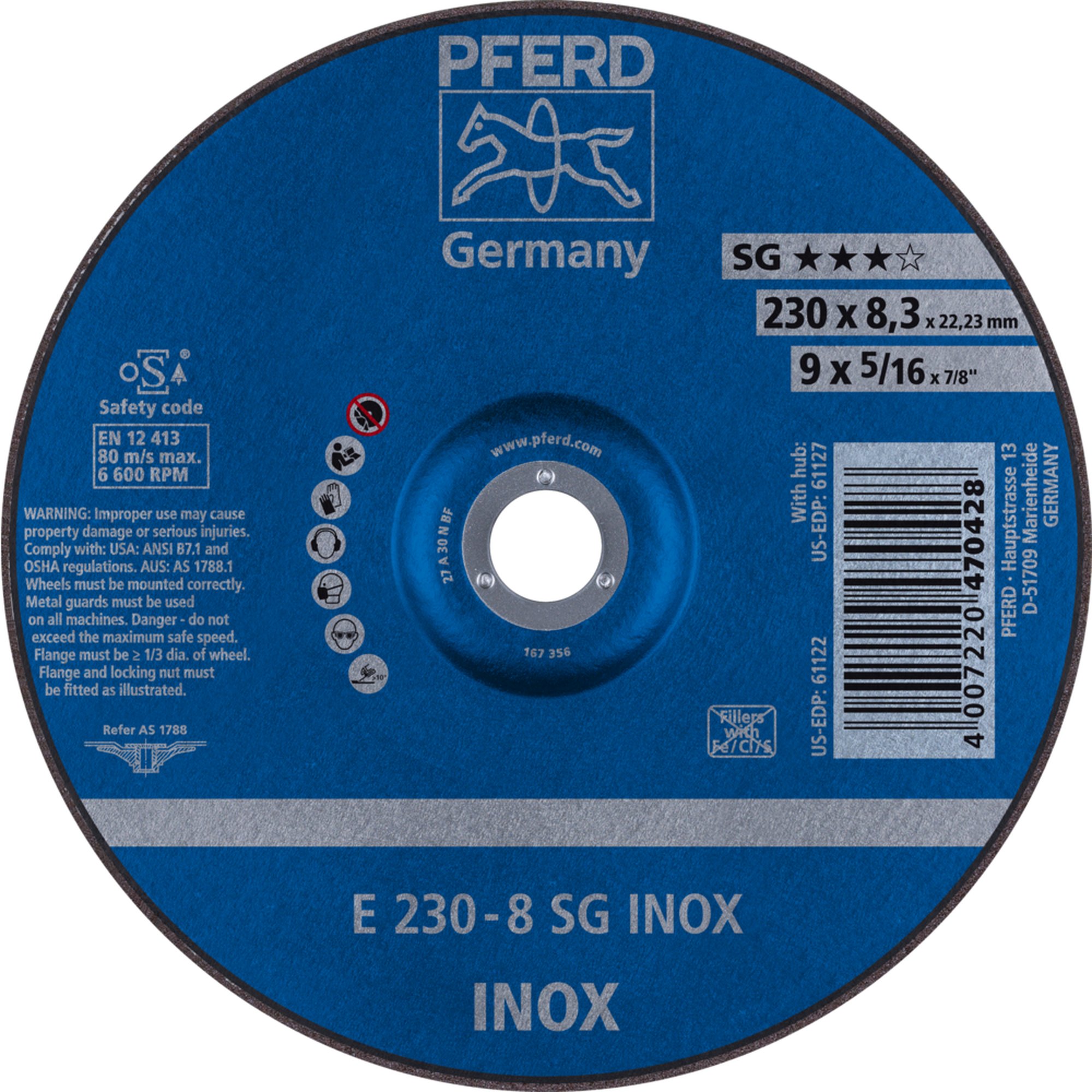 10 x PFERD Schruppscheibe E 230-8 SG INOX