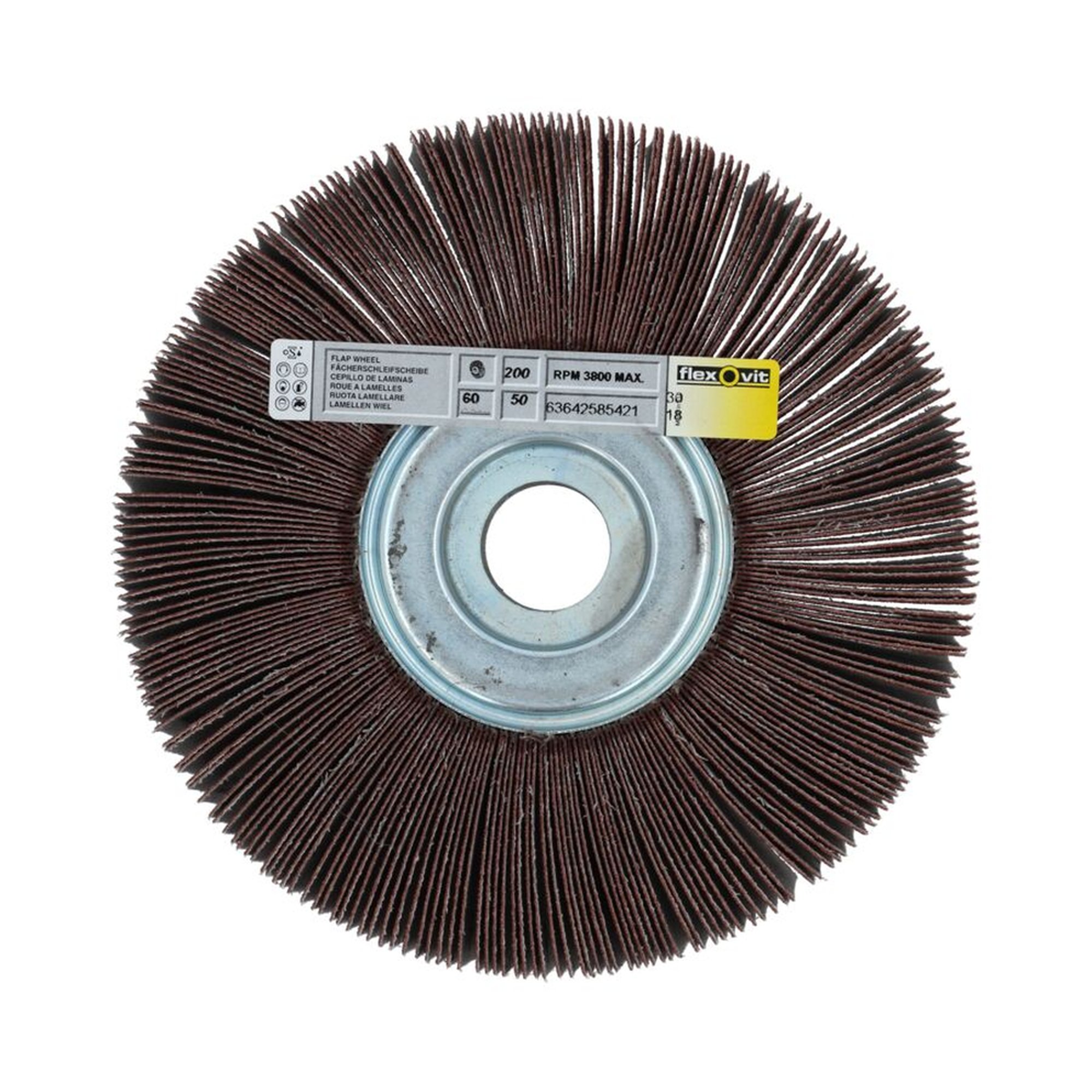 Lamellenschleifrad mit Flansch 200x50x30mm K60 Flexovit SPEEDOFLEX, langlebig und effizient