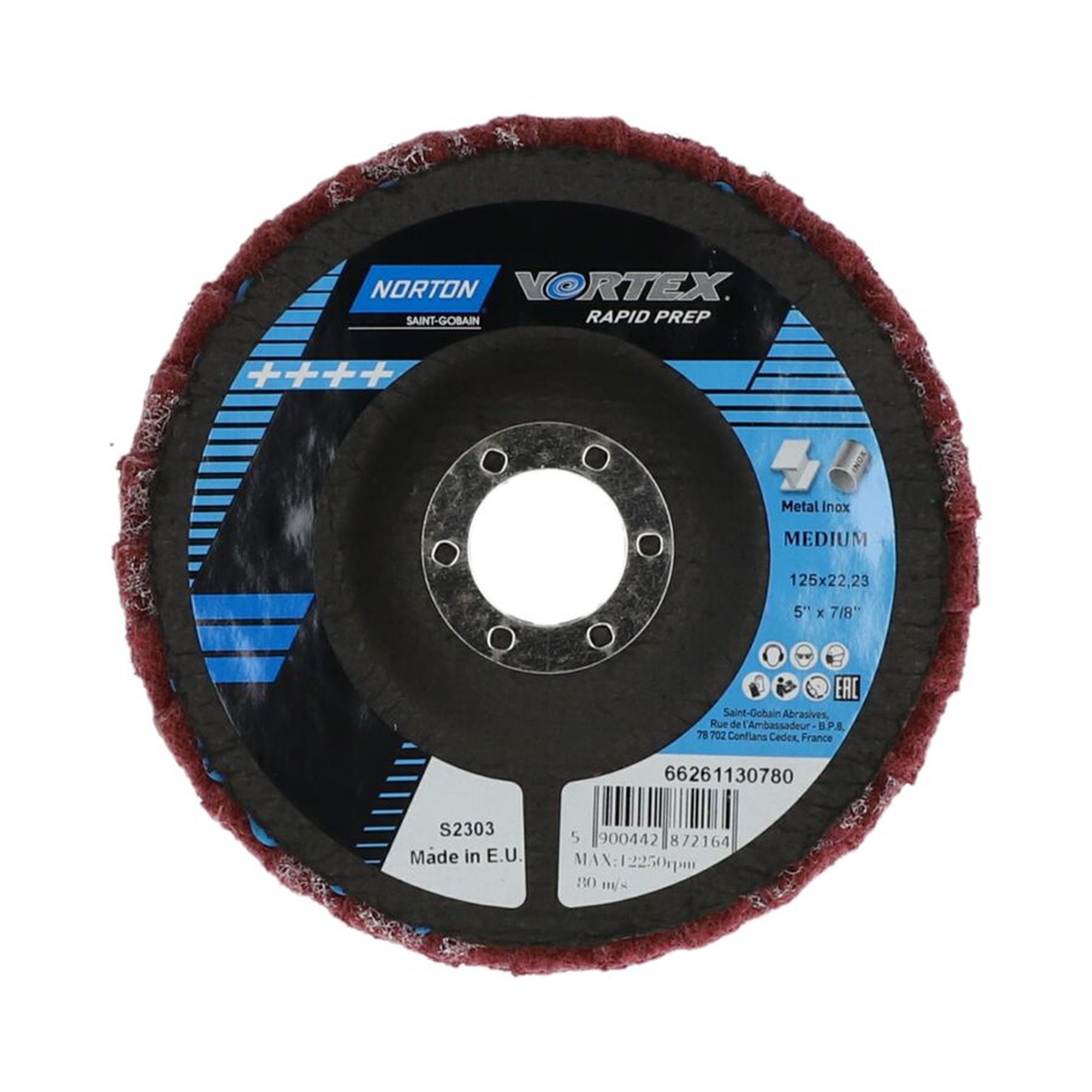 Norton Rapid Prep Schleifscheiben Vlies-Fächerscheiben 125x22 mm S2303 Mittel Vortex Rapdi Prep