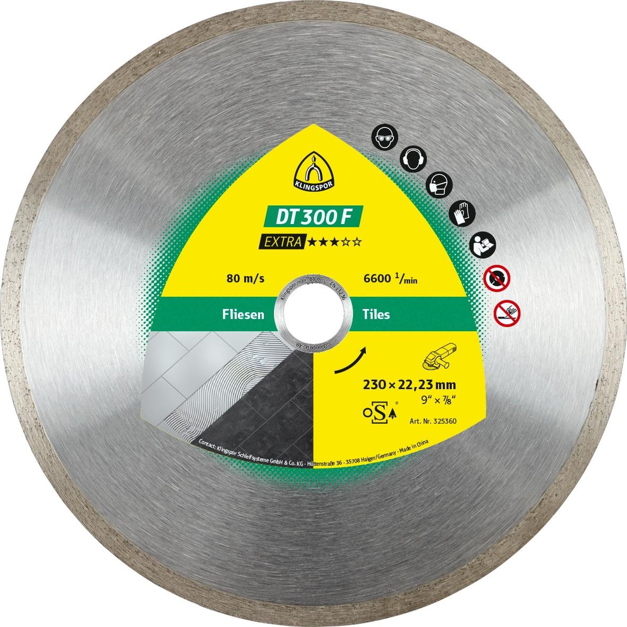1 x Klingspor DT 300 F Diamanttrennscheiben, 100 x 1,6 x 22,23 mm 1,6 x 7 mm, geschlossener Rand