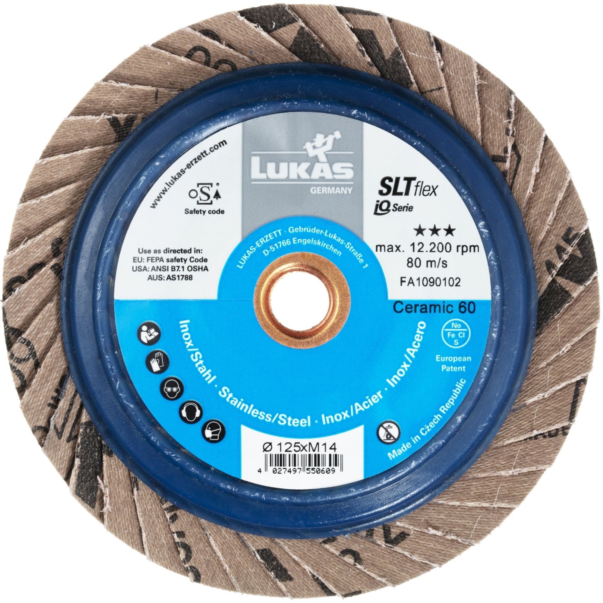 10x LUKAS Fächerscheibe Fächerscheiben Schleifscheibe SLTflex Ø 125 mm Korn 60