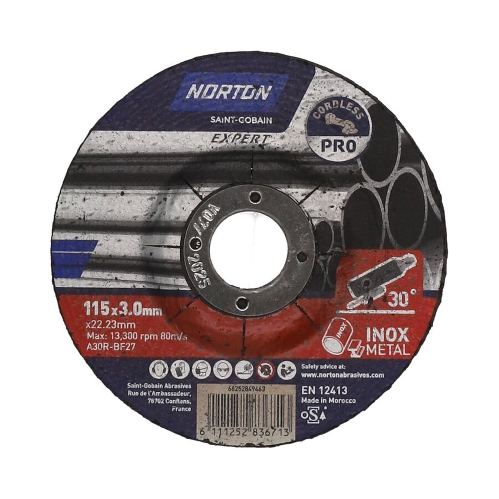 10 x Norton Gekröpfte Schruppscheibe für Metall/Inox 115x3x22.23mm EXPERT