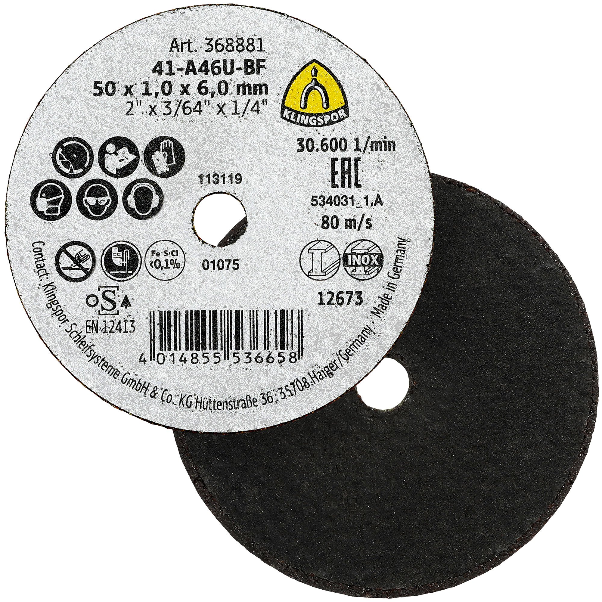 Klingspor A660R Supra Trennscheiben Kleintrennscheiben | 50 x 1 x 6 mm | für Edelstahl & Stahl