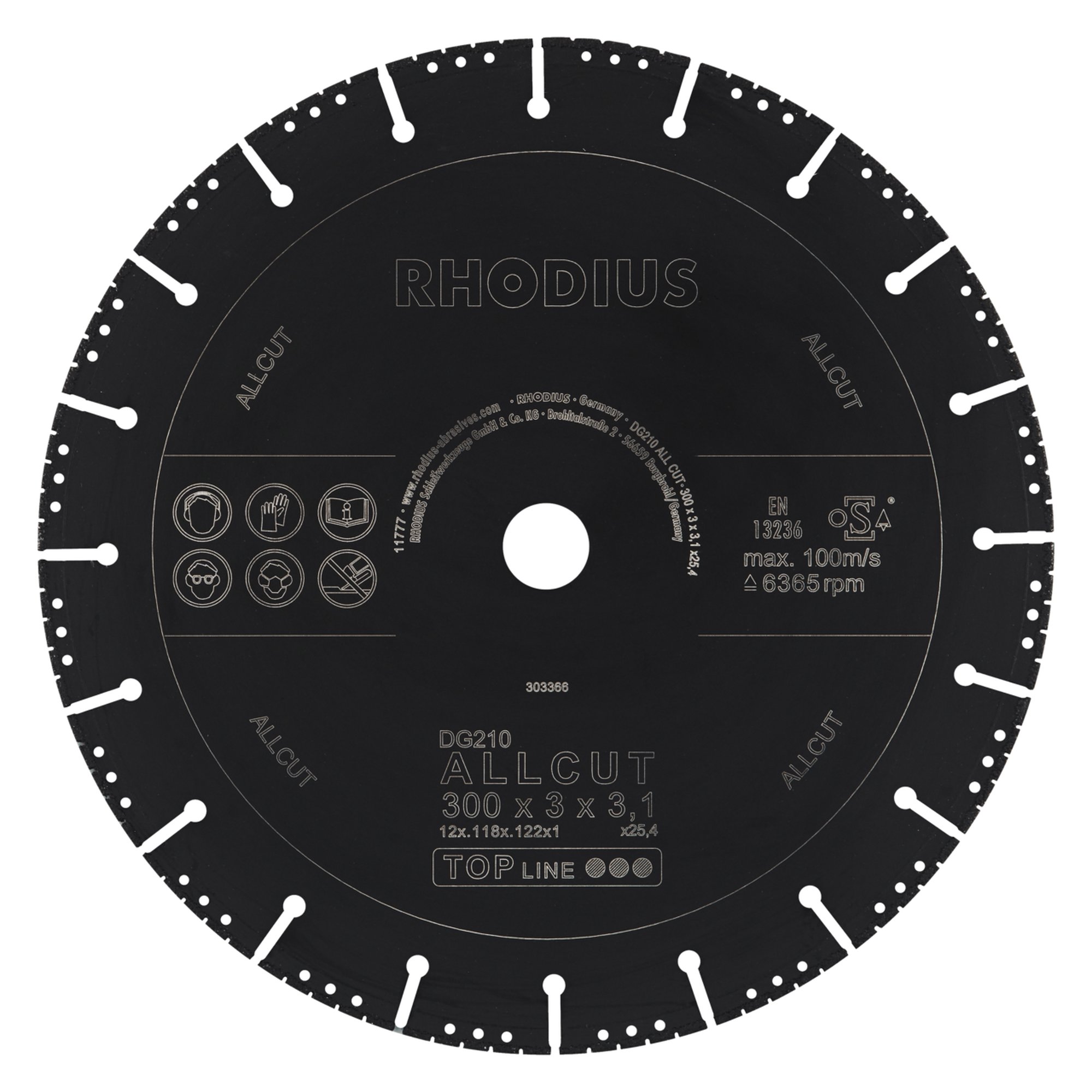 RHODIUS Diamanttrennscheibe  DG210 ALLCUT Ø 300 mm
