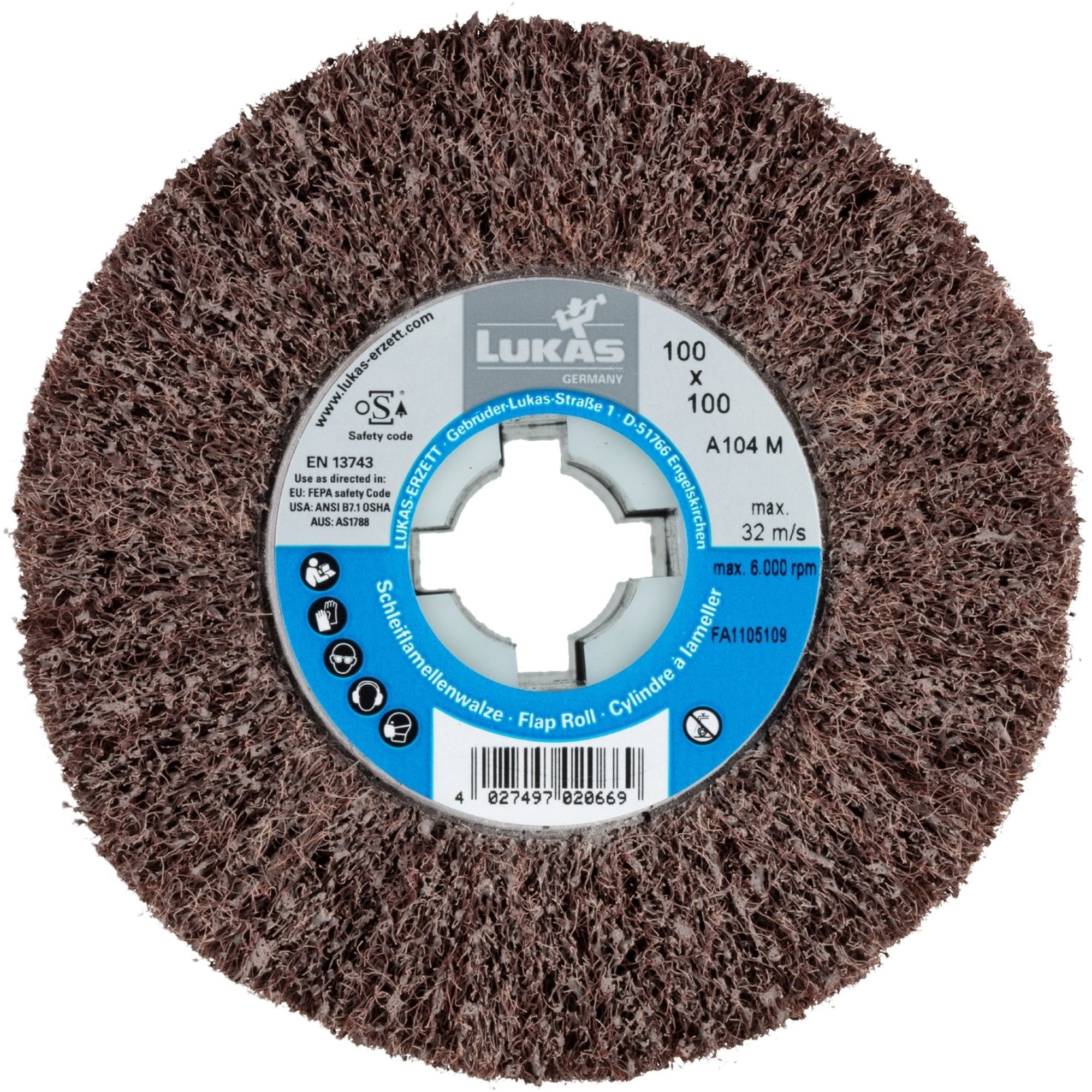 LUKAS Vlies Schleifwalze LWV universal 100x100x19 mm | Korn 107