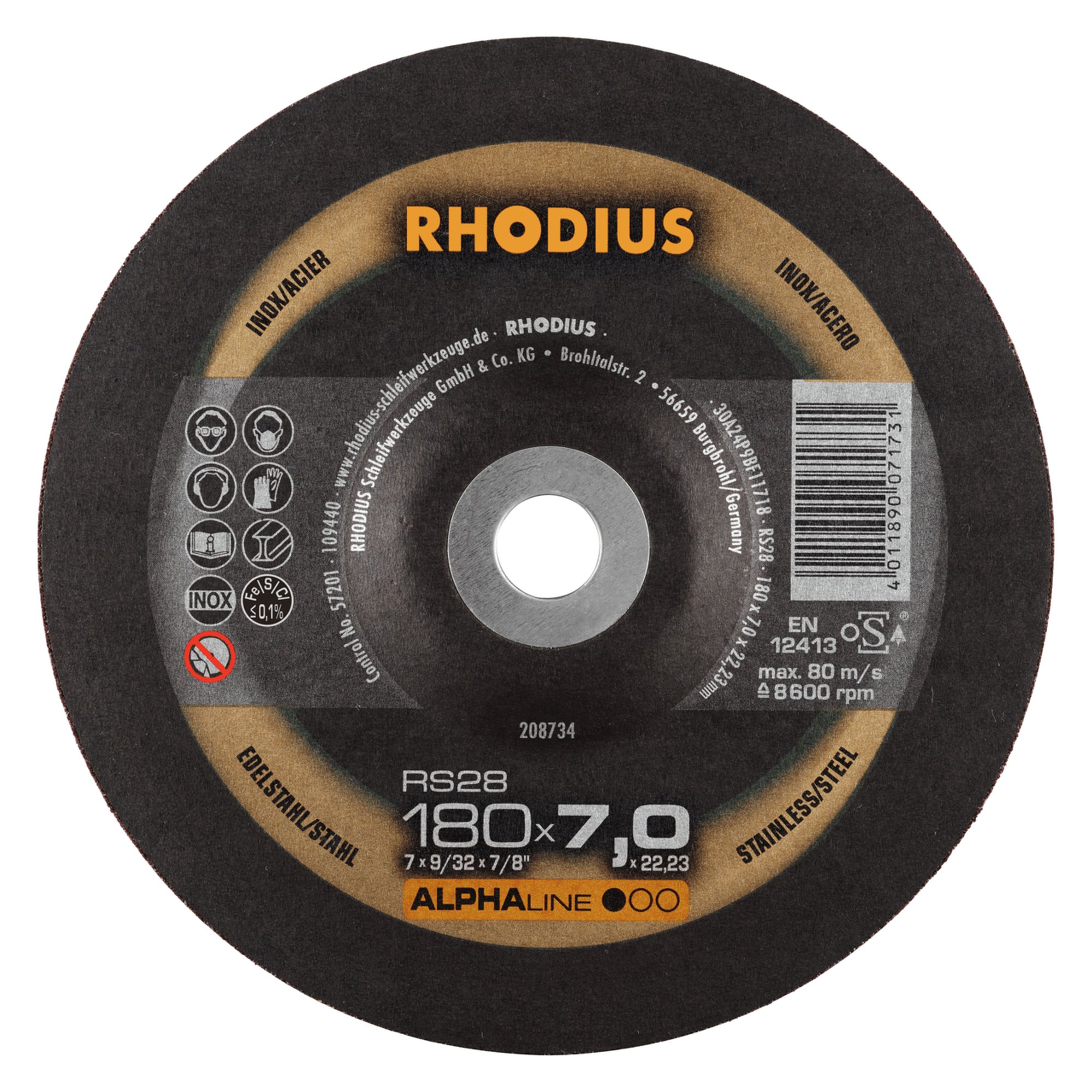10 x RHODIUS Schruppscheibe RS28 Ø 180 mm