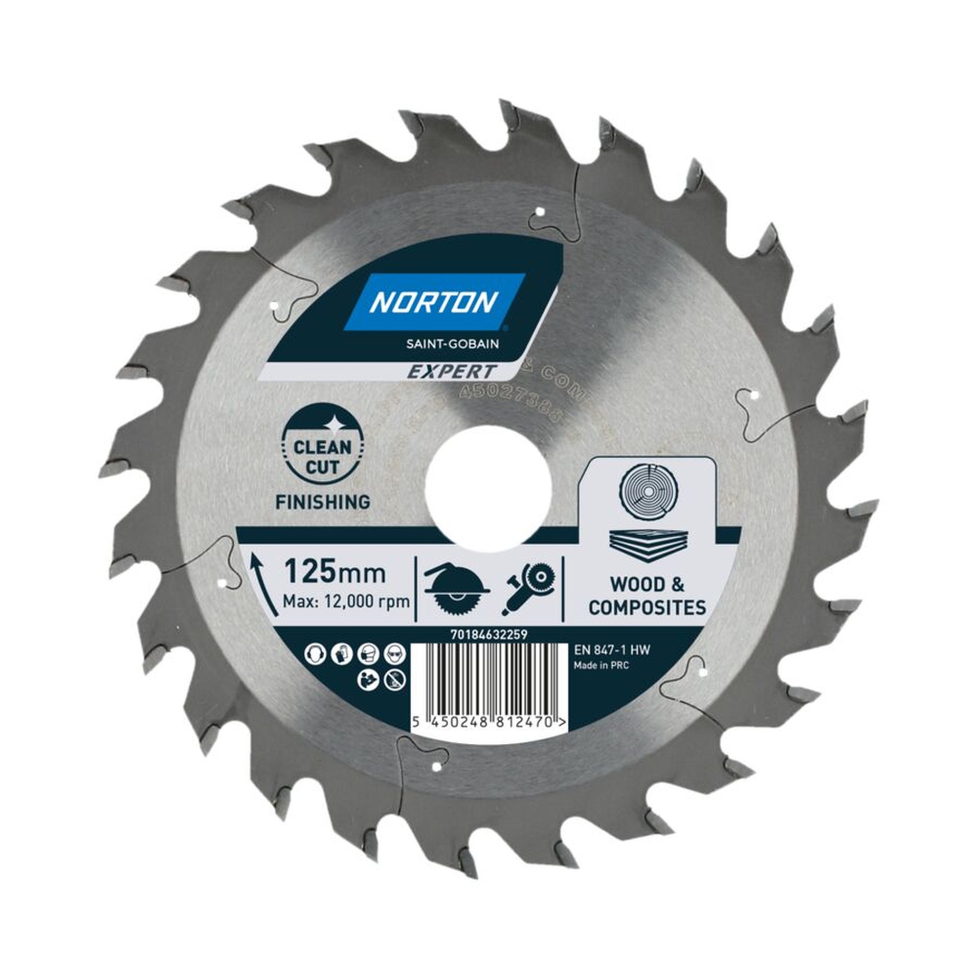 Norton EXPERT FINISHING TCT-Sägeblatt für Holz und Verbundstoffe 125x1.8mm/1.2x20mm