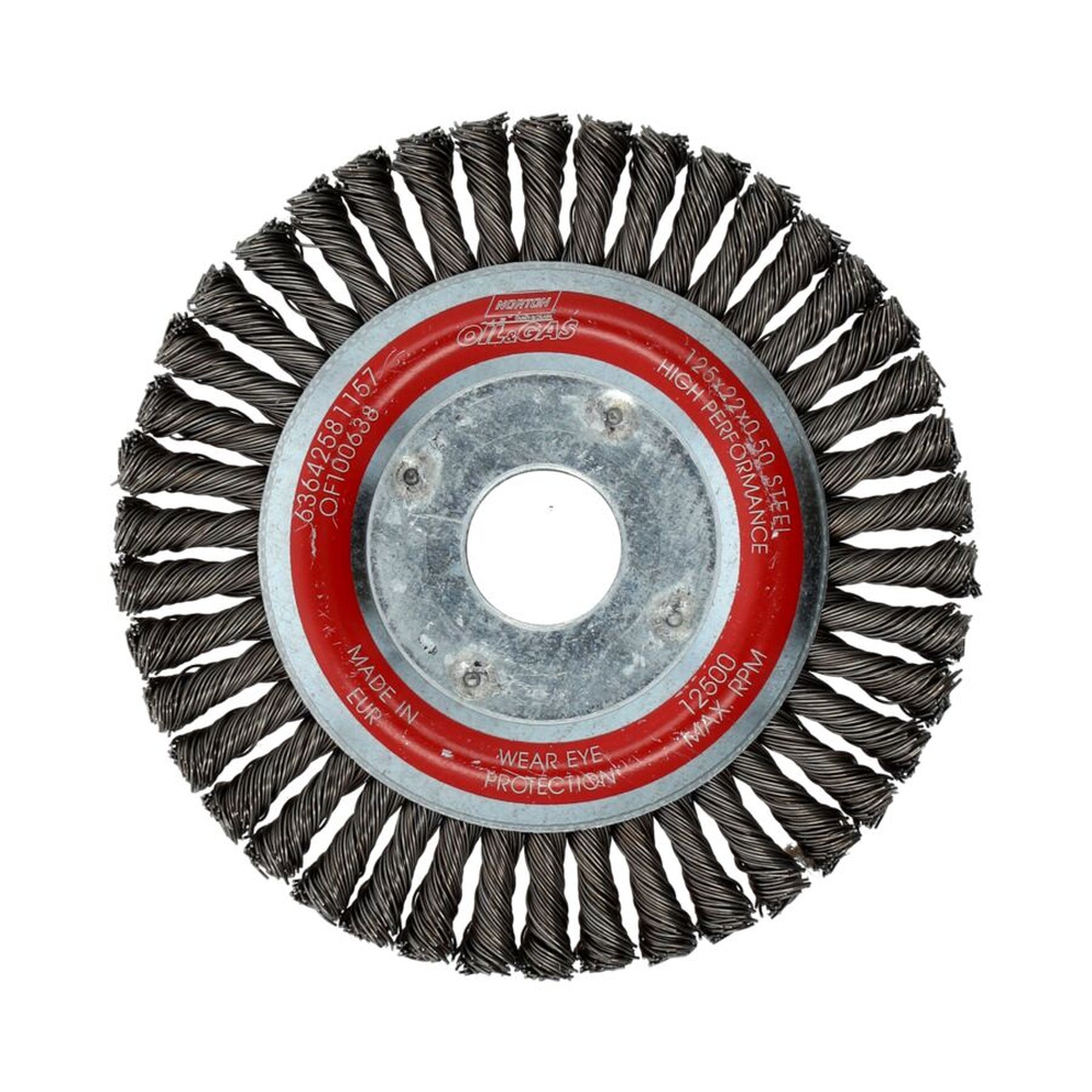 Norton Drahtbürste Rundbürste gezopft WHB 125mm 22,2mm 0,5mm 15mm 42mm