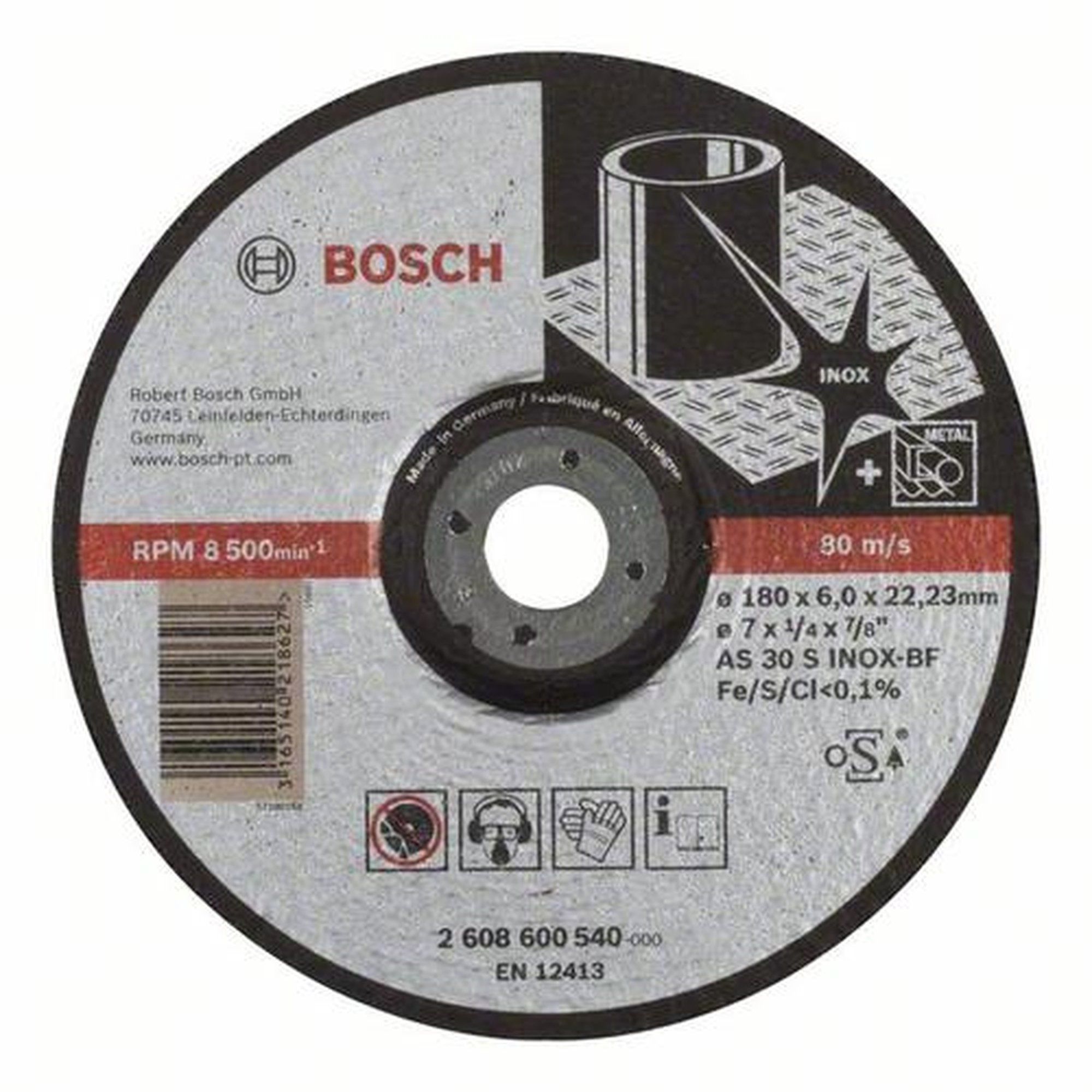 10x BOSCH Schruppscheibe gekröpft Expert für Edelstahl AS 30 S INOxBF, Ø 180 x 6 mm