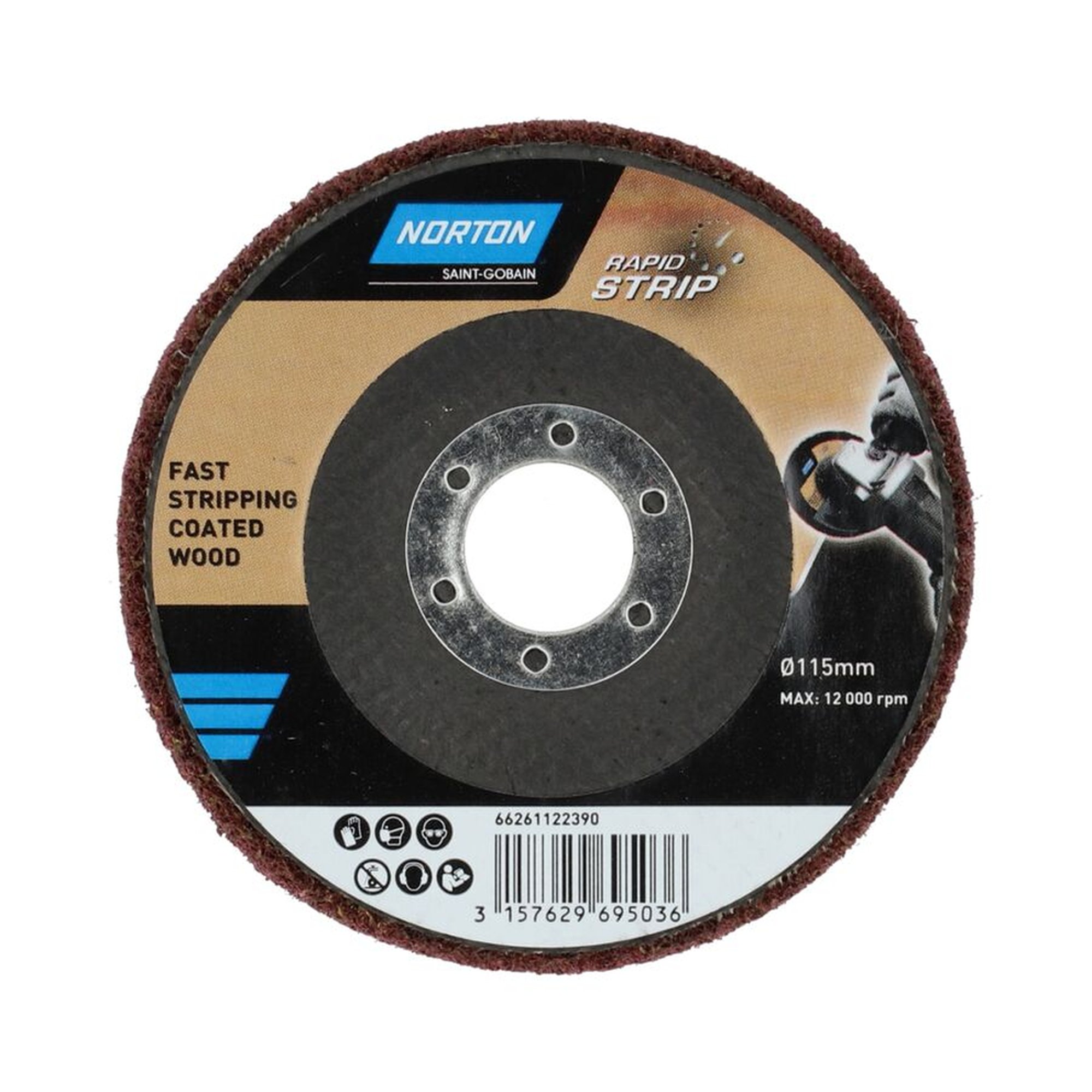 5 x Norton Standardscheiben 115x22mm Mittel Kastanienfarben für Holzarbeiten