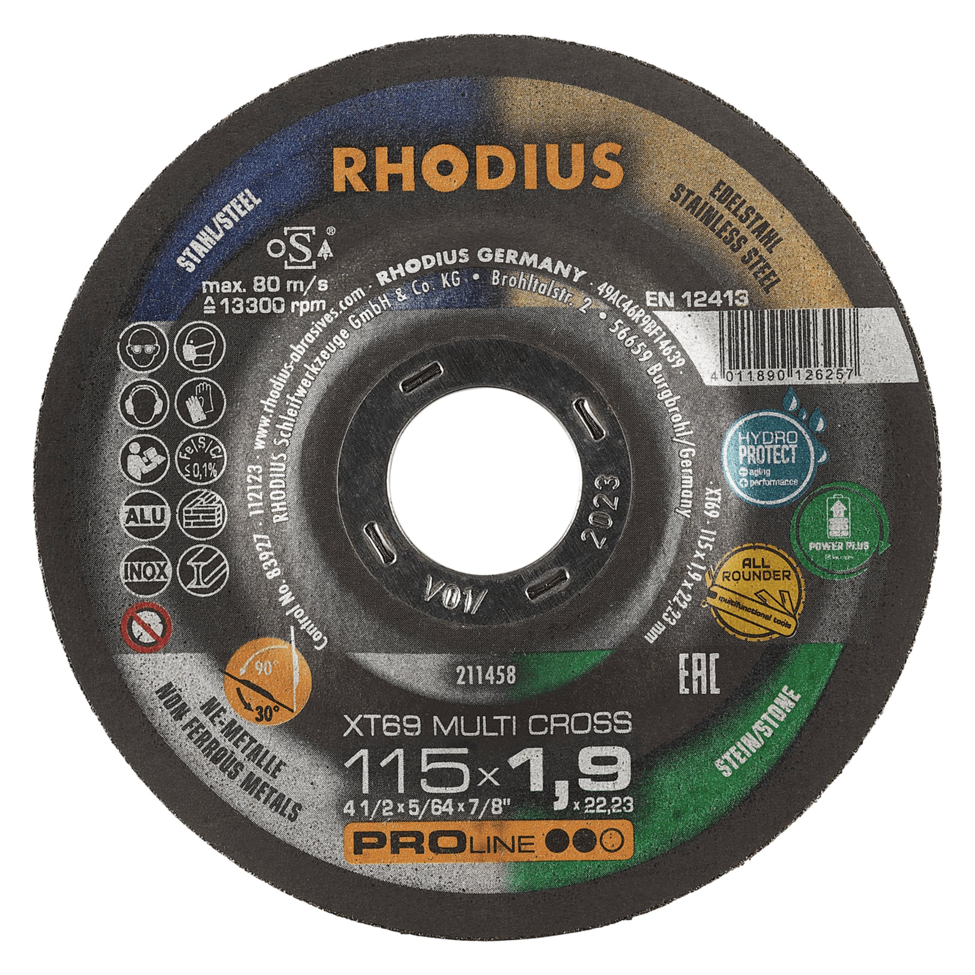 25 x RHODIUS Extradünne Trennscheibe XTK69 MULTI CROSS Ø 115 mm