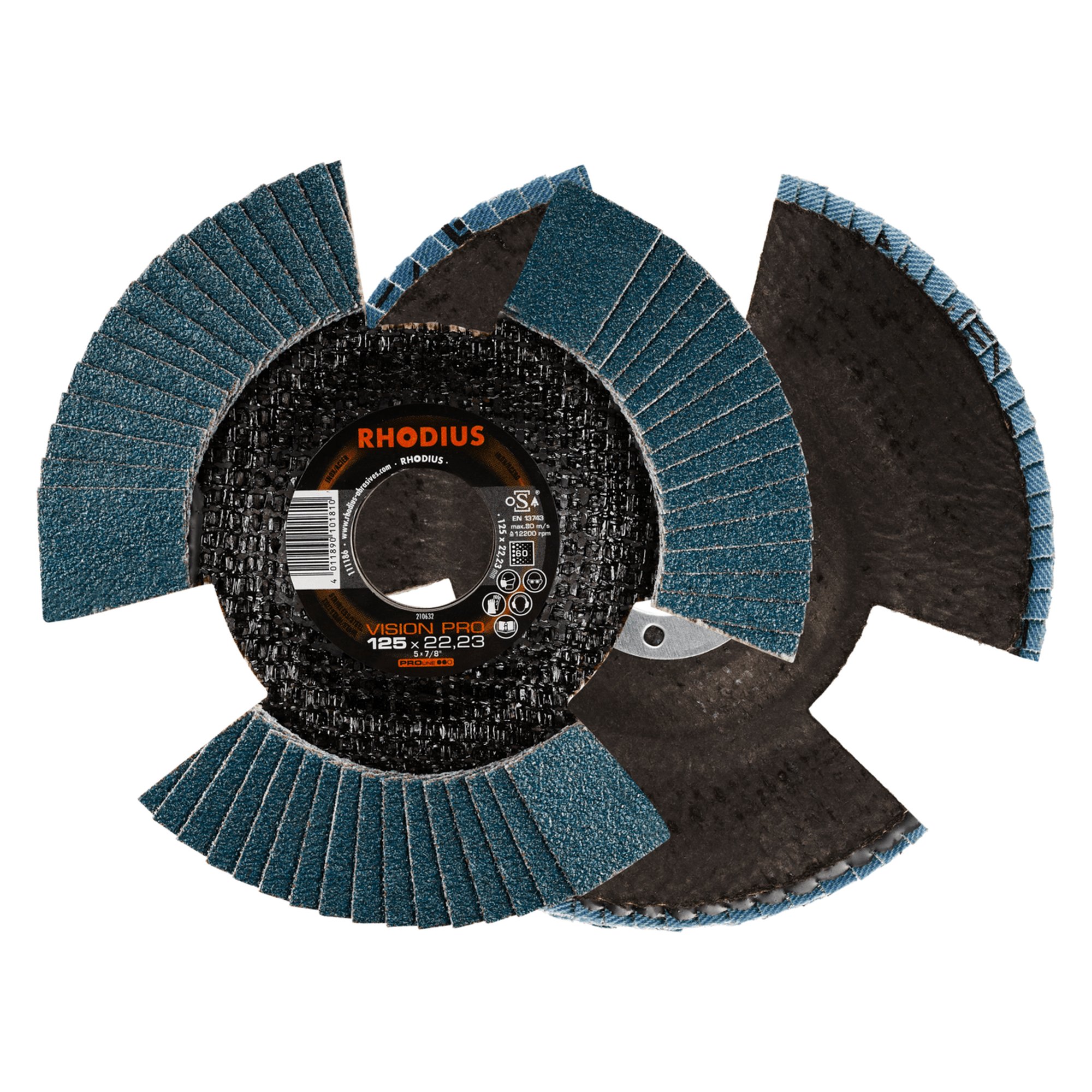 10 x RHODIUS Fächerschleifscheibe Fächerscheibe VISION PRO Ø 125 mm Korn 60