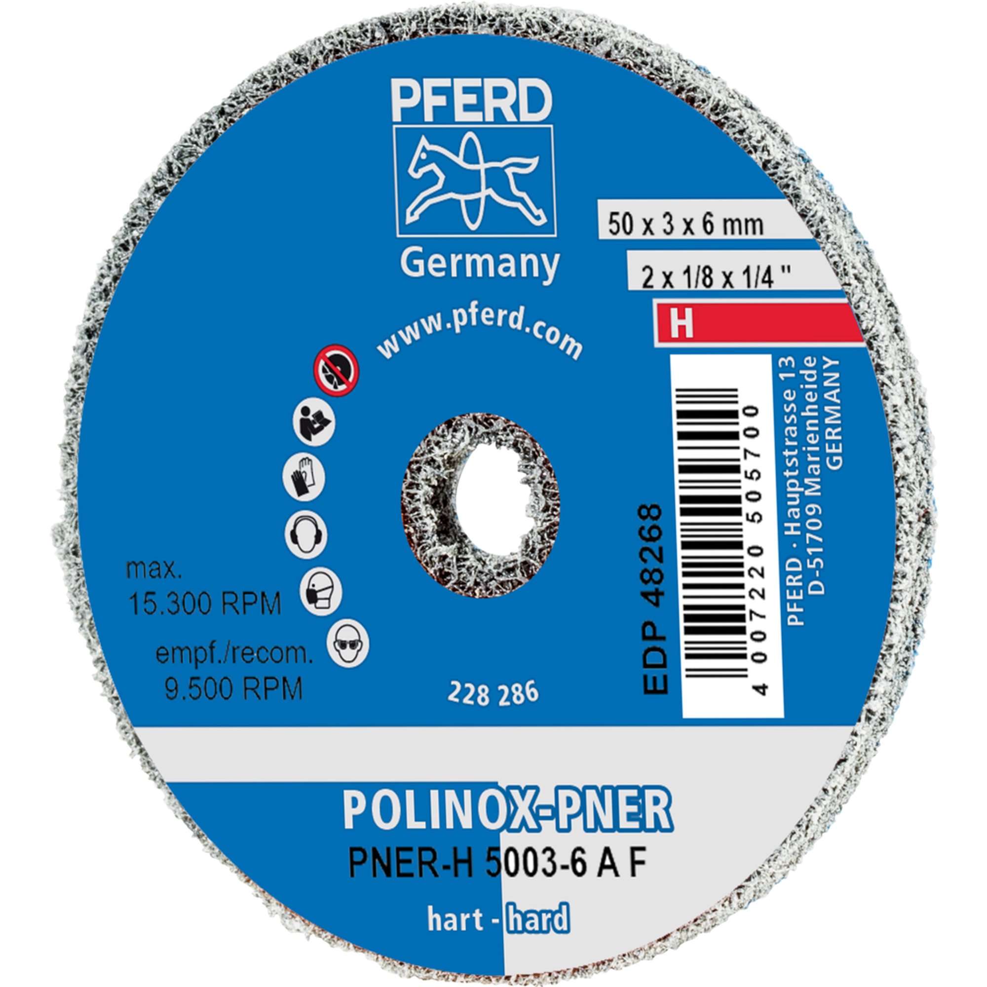 10 x PFERD POLINOX-Kompaktschleifrad PNER-H 5003-6 A F