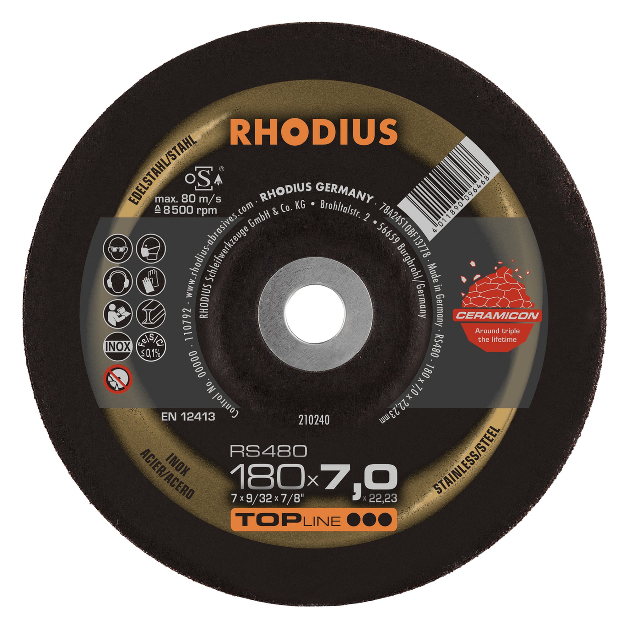 10 x RHODIUS Schruppscheibe RS480 Ø 180 mm