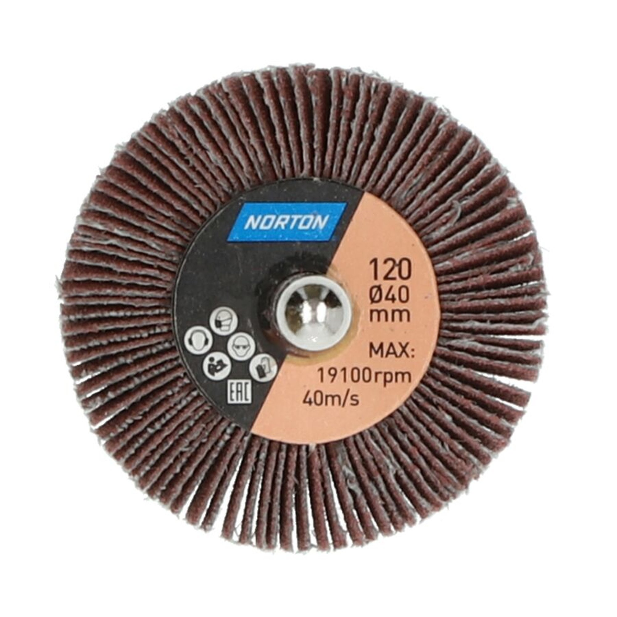 10 x Norton Fächerschleifer Schleifmop mit Schaft 40x15x6 R207 Korn 120