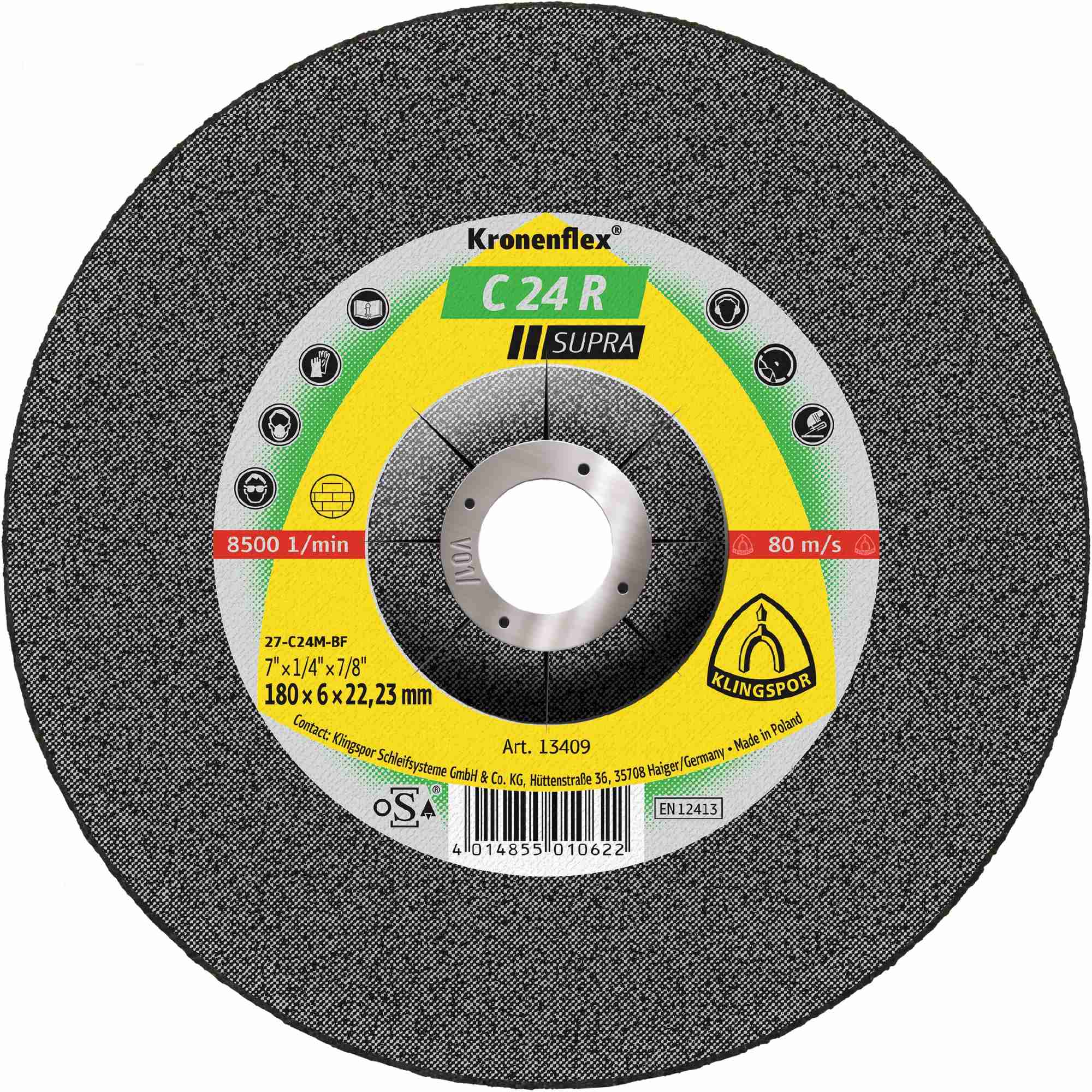 10 x Klingspor C 24 R Schruppscheiben, 115 x 6 x 22,23 mm gekröpft