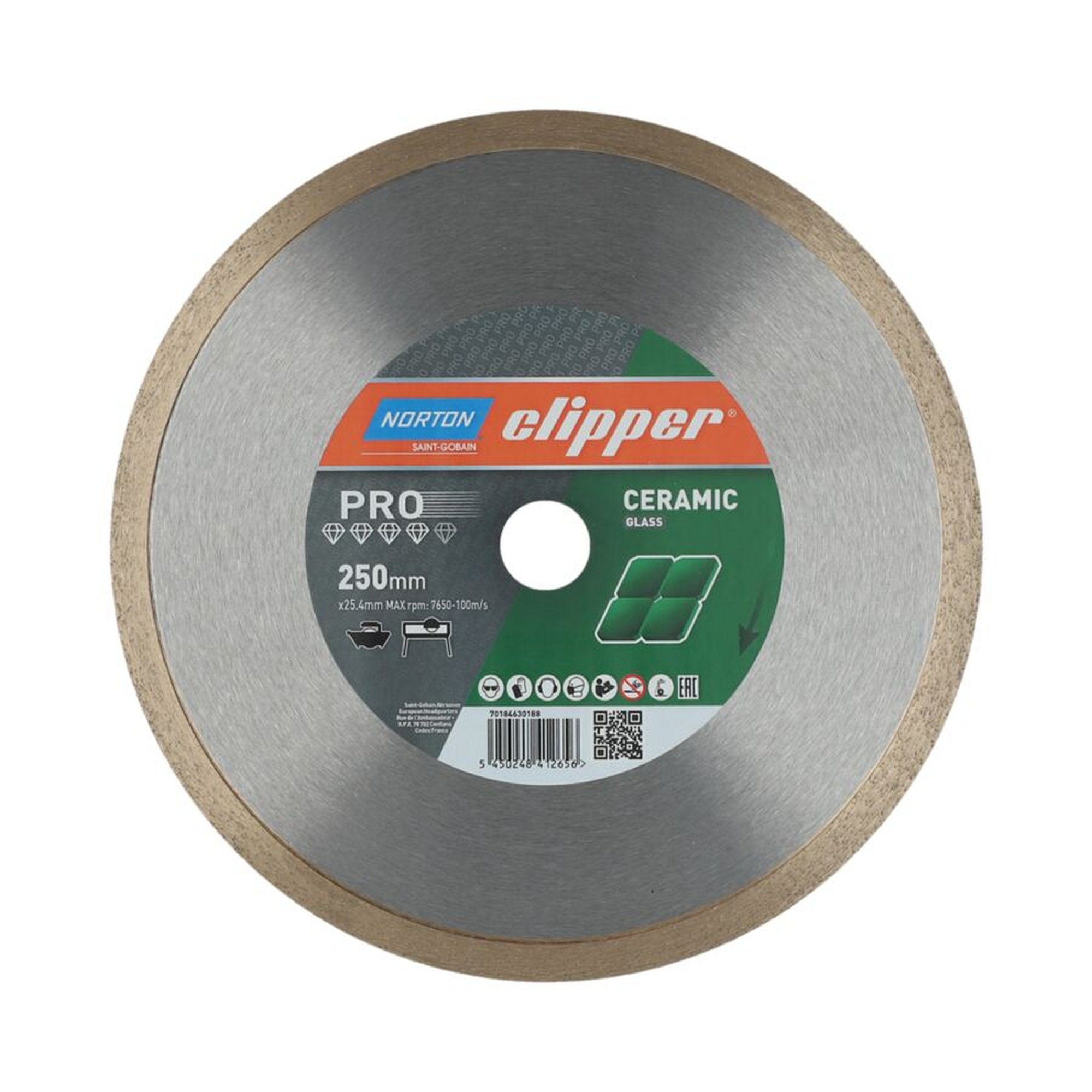 Norton Clipper PRO CERAMIC GLASS Diamantscheibe 250x25.4mm für Keramik & Glas