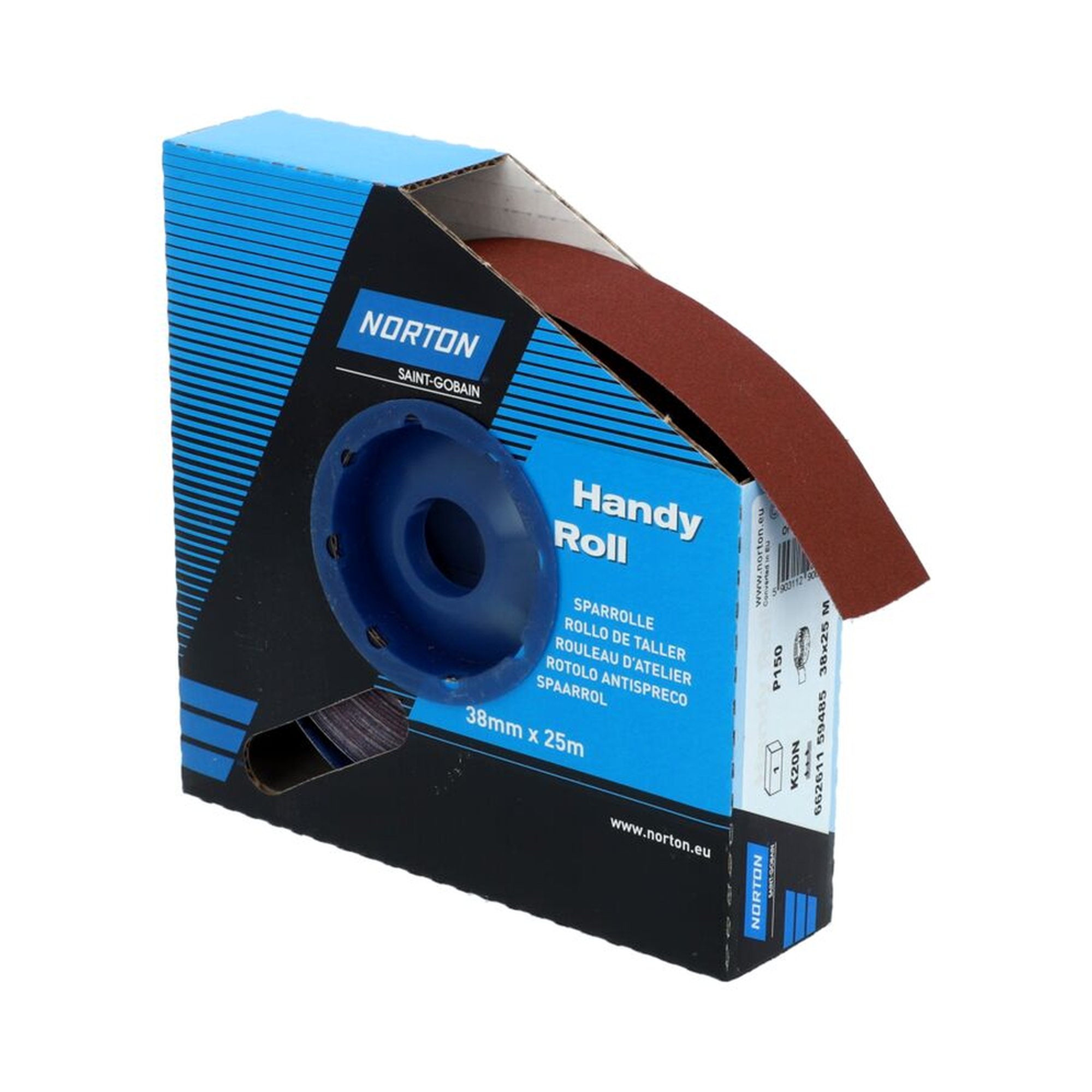 Norton Sparrolle Spenderbox 38mm x 25m K20N Korn 150 - Schleifmittelrolle